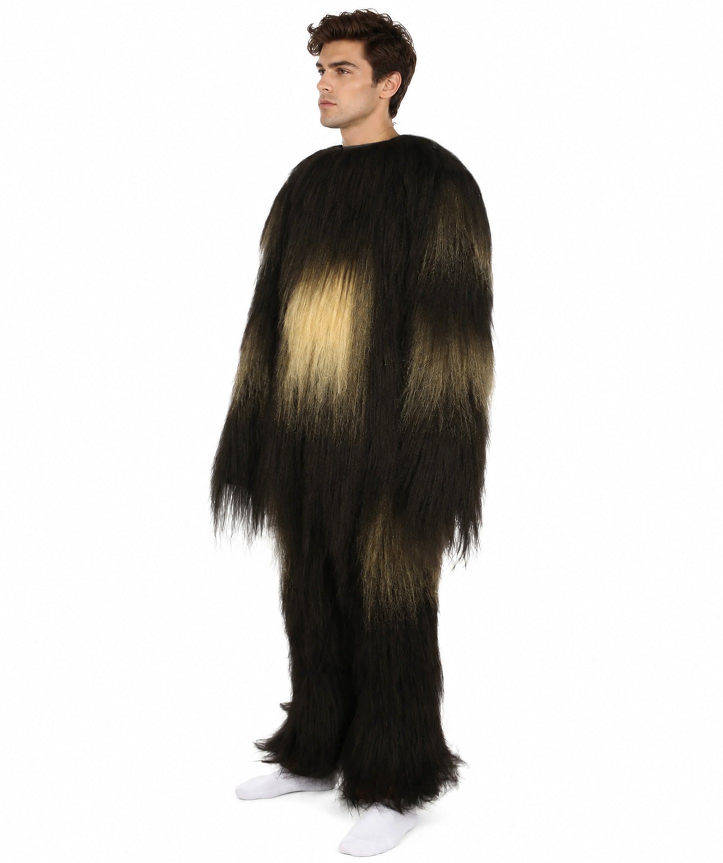 Long Hairy Elder Warrior Ape Military Leader Resistance Fighter Dark Brown Costume