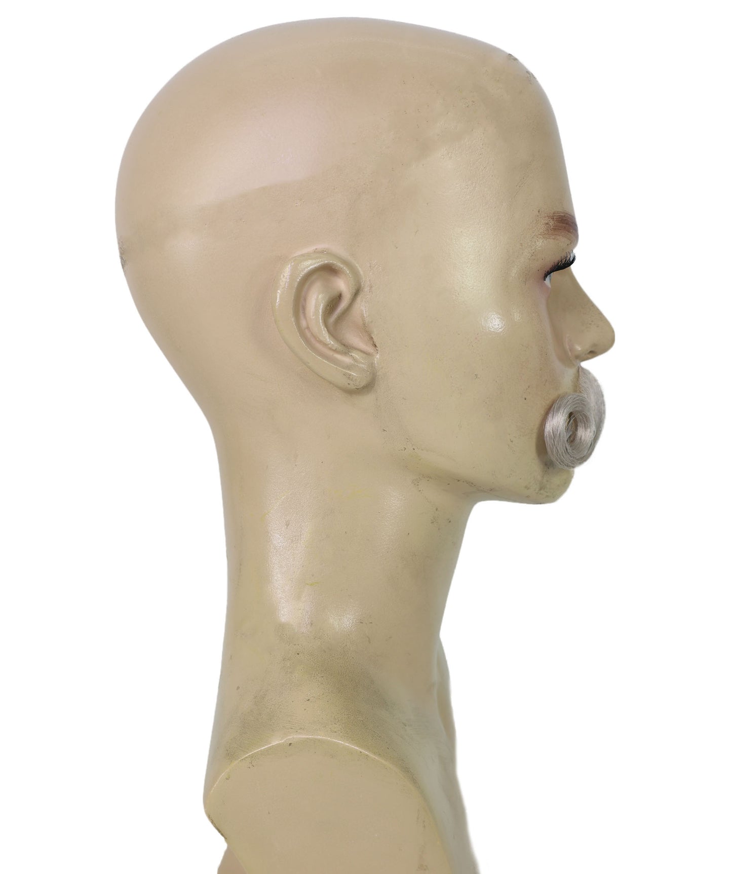 Men’s Grey Theatrical Curled Handlebar Mustache | Cosplay Facial Hair | Perfect for Halloween