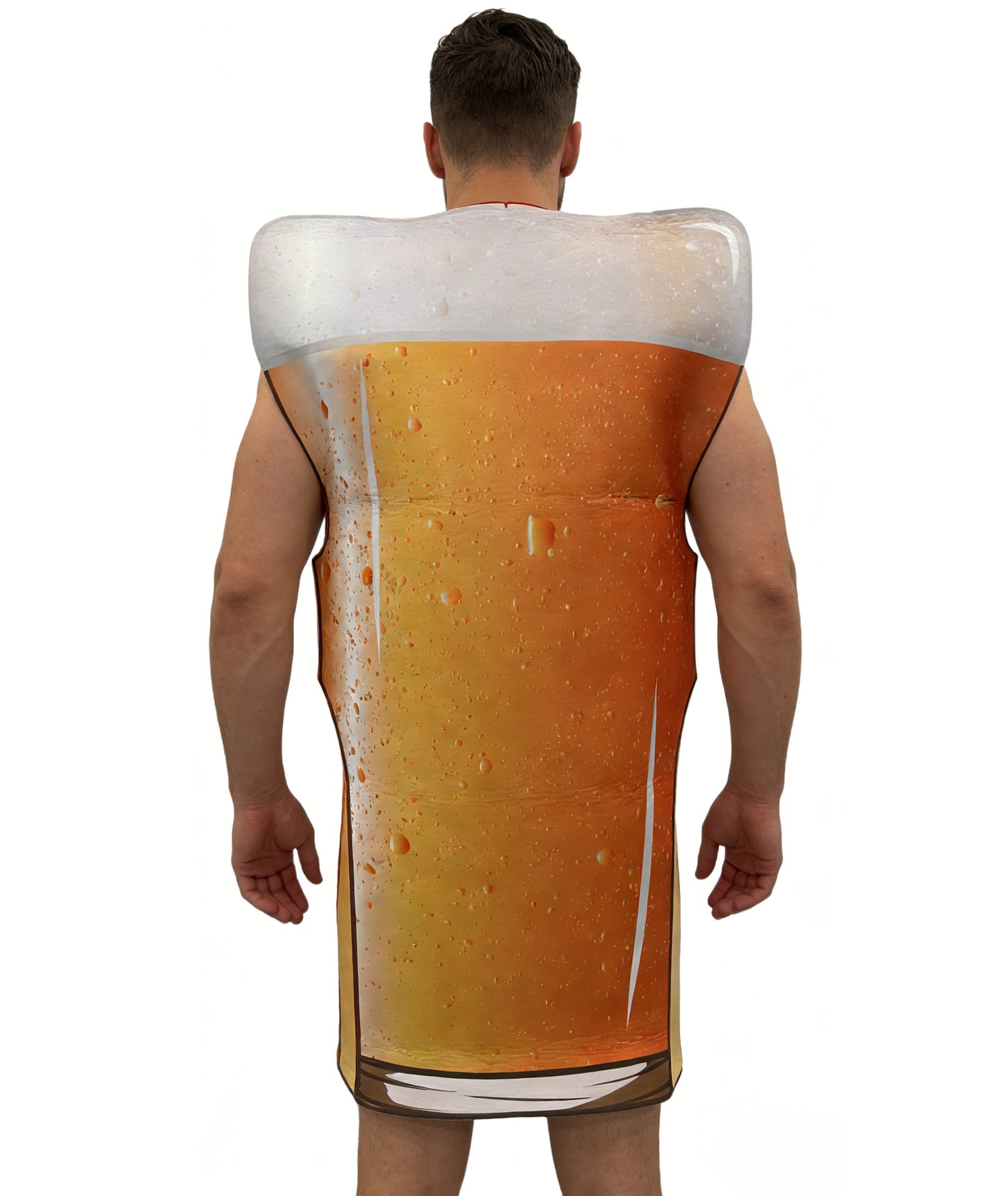 HPO Men's Beer Pint Costume | Yellow jersey and felt construction featuring a full-body beverage jumpsuit | Ideal for party, Halloween, cosplay, theater, drag, performance, costume events