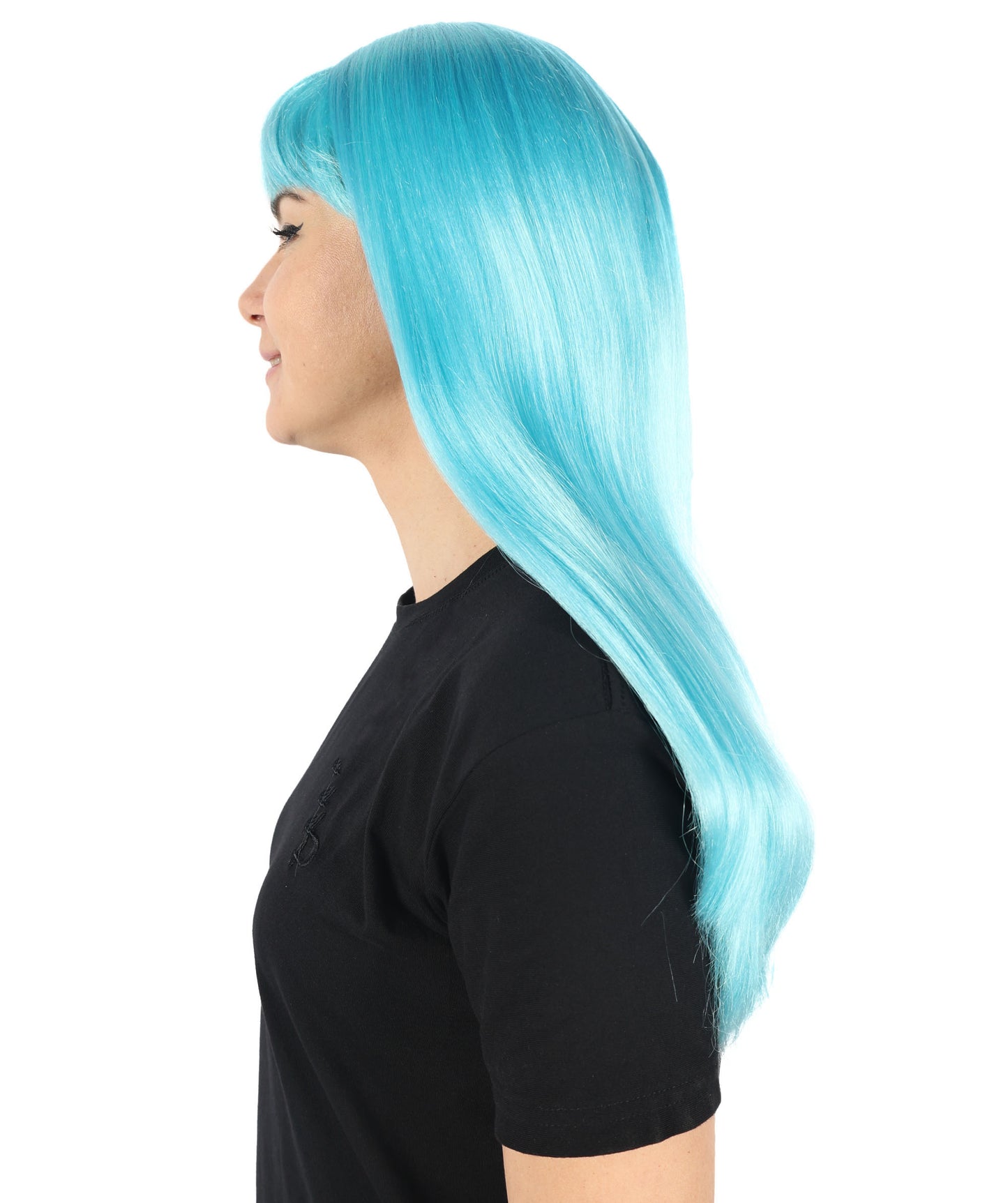 HPO Women's Mysterious Straight Blonde Wig Long with Fringe and Skin Parting| Halloween and Party Wig | Flame-retardant Synthetic Fiber