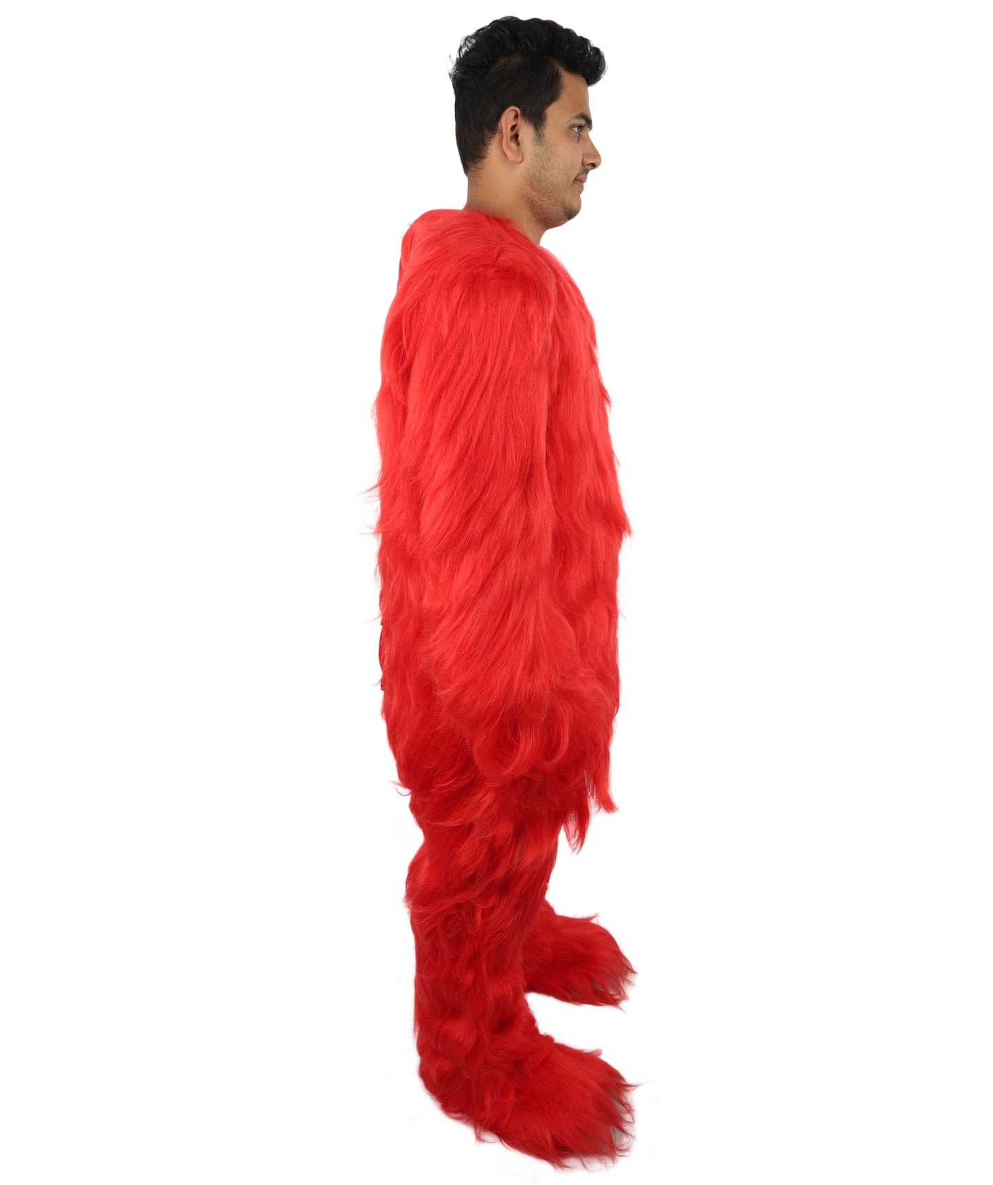 HPO Adult Unisex Banana Leaf Furry Monster Grinch Costume | Christmas Santa Costume | Full-Body Fur Outfit with Long Fluffy Fabric | Ideal for Halloween, Cosplay & Party Events