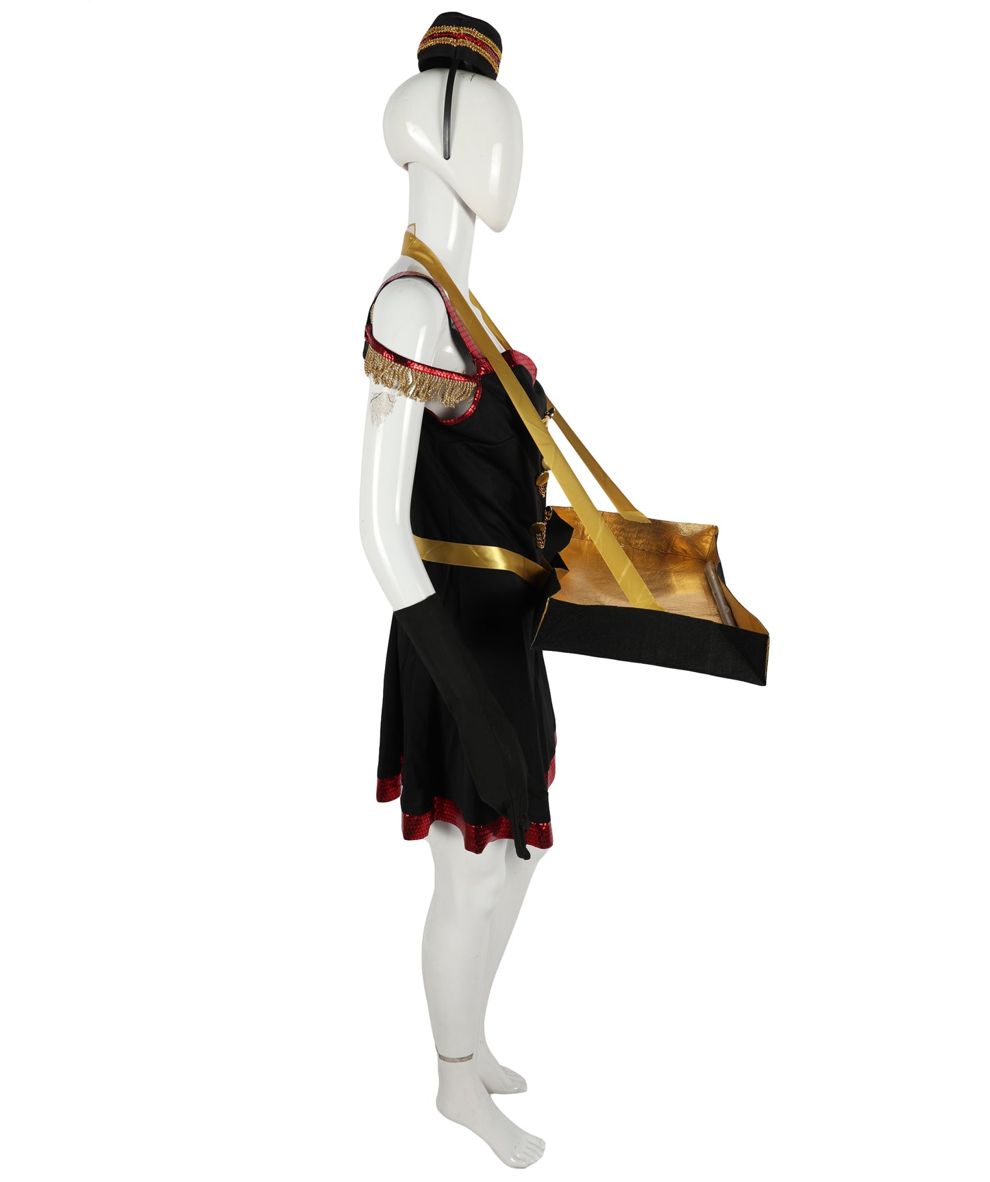 HPO Adult Women’s Vintage Cigarette Girl Costume – Satin Dress for Halloween, Theater, and 1920s Themed Events