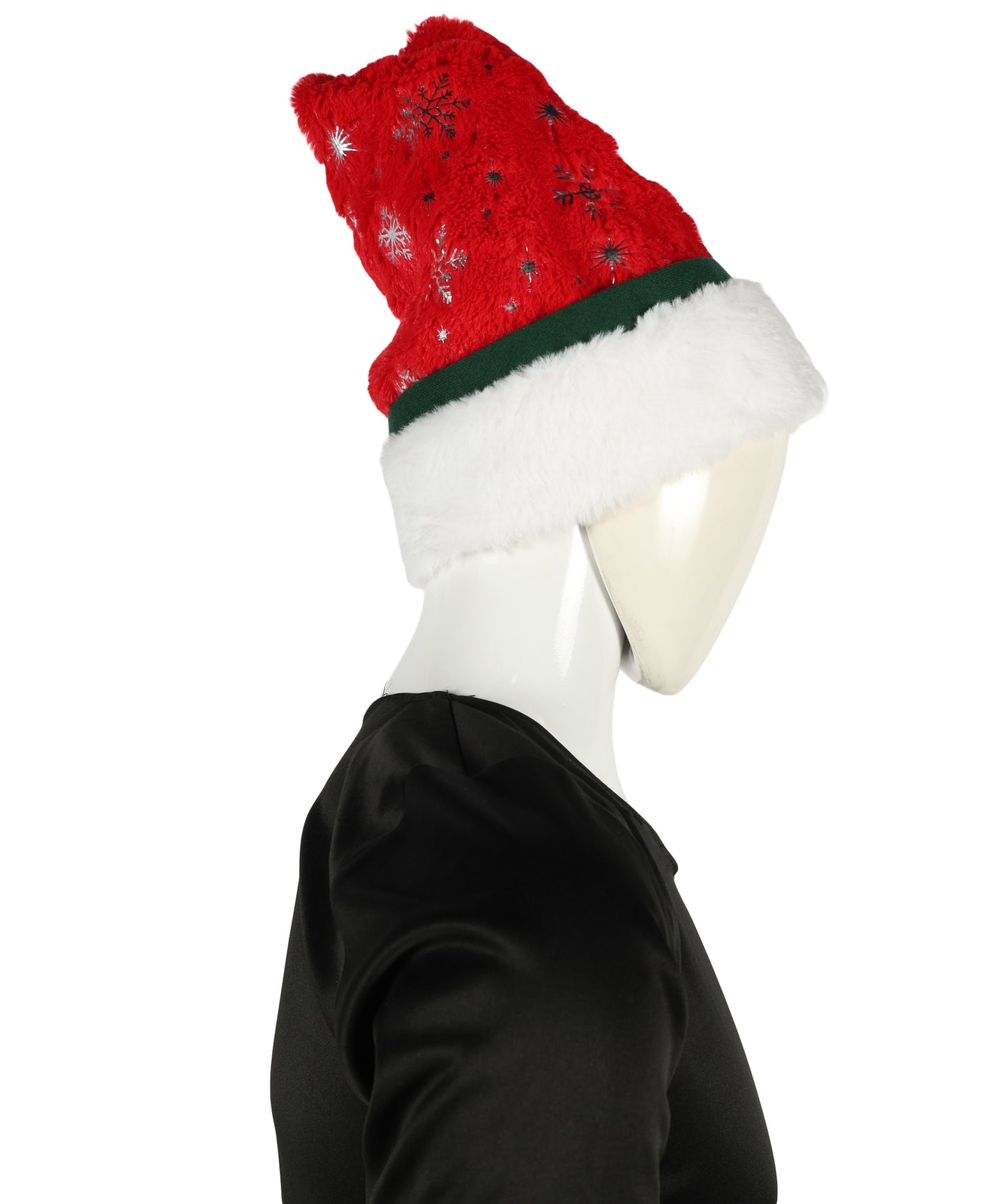 HPO Unisex Classic Velvet Christmas Santa Hat | Soft Red and White Festive Holiday Hat | Ideal for Holiday fun