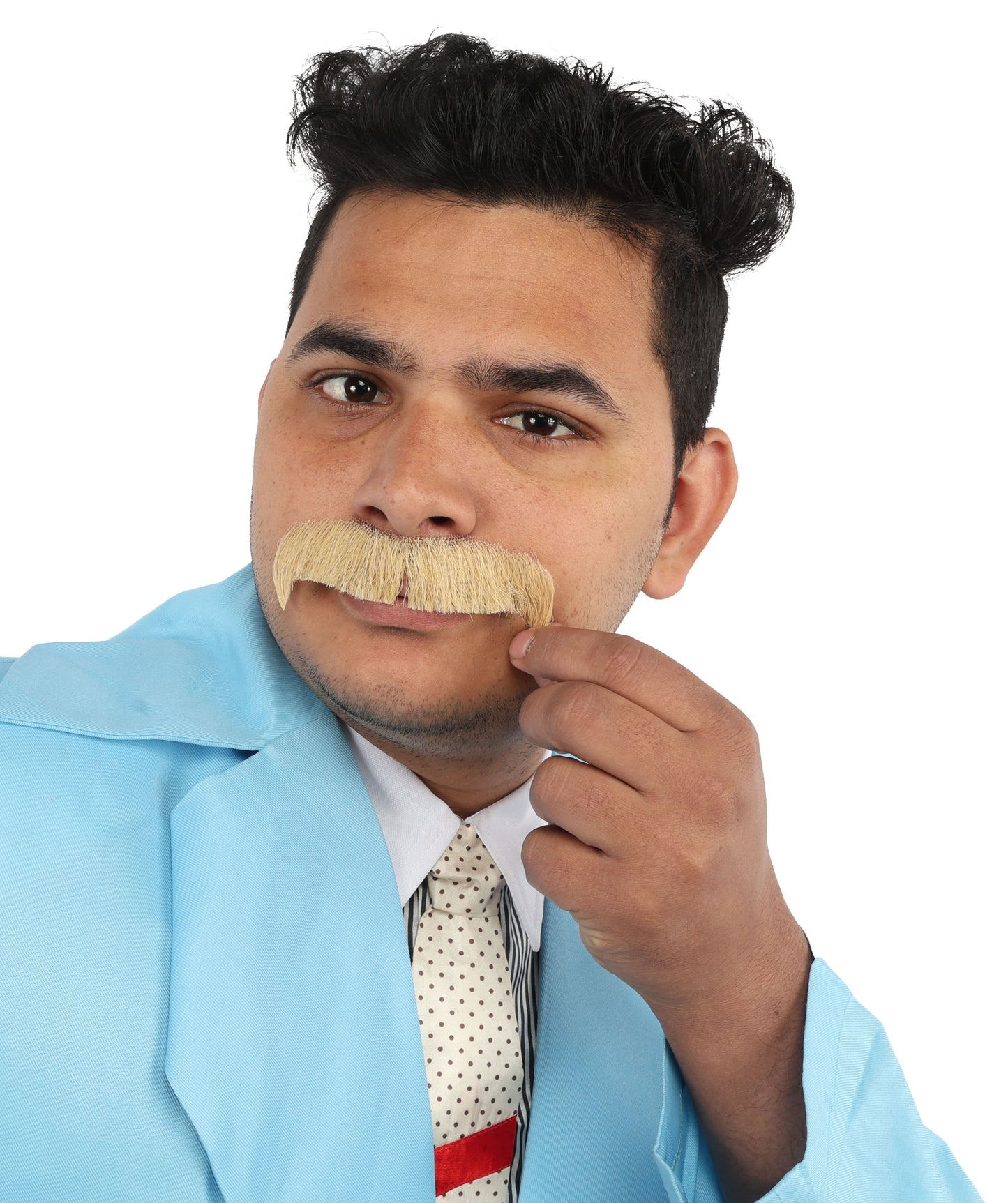 Premium Horseshoe Facial Hair White & Blonde Moustache | HPO