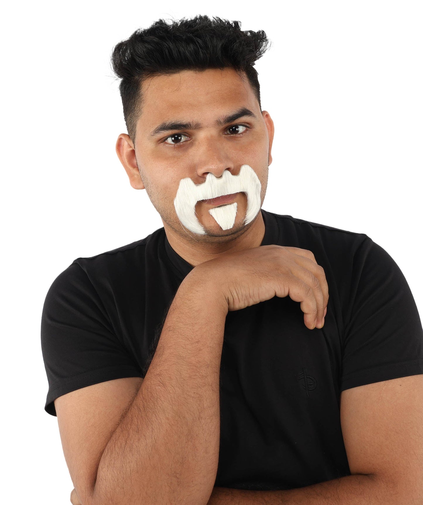 HPO Adult Men’s Bold Horseshoe Mustache with Chin Beard Set – Multiple Color Options - Flame-retardant Synthetic Fiber Fake Facial Hair | Ideal for Halloween Parties, Cowboy, Police Roleplay and Themed Events