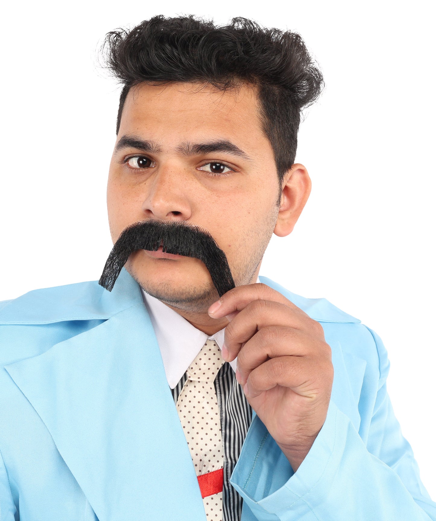 HPO Men's Long Cowboy Mustache Novelty False Facial Hair Costume Accessory