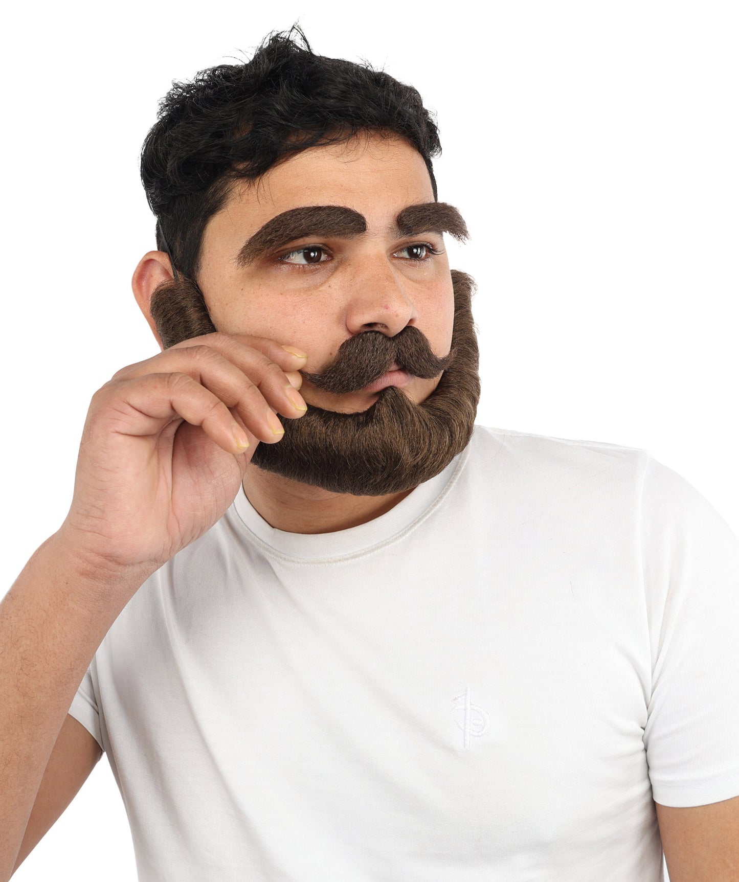 HPO Men's Historical Fake Beard Mustache & Eybrow Set | Thick Eyebrows Mustache Combo Synthetic Fiber | Party Halloween Cosplay Theater Drag Performance Costume Events