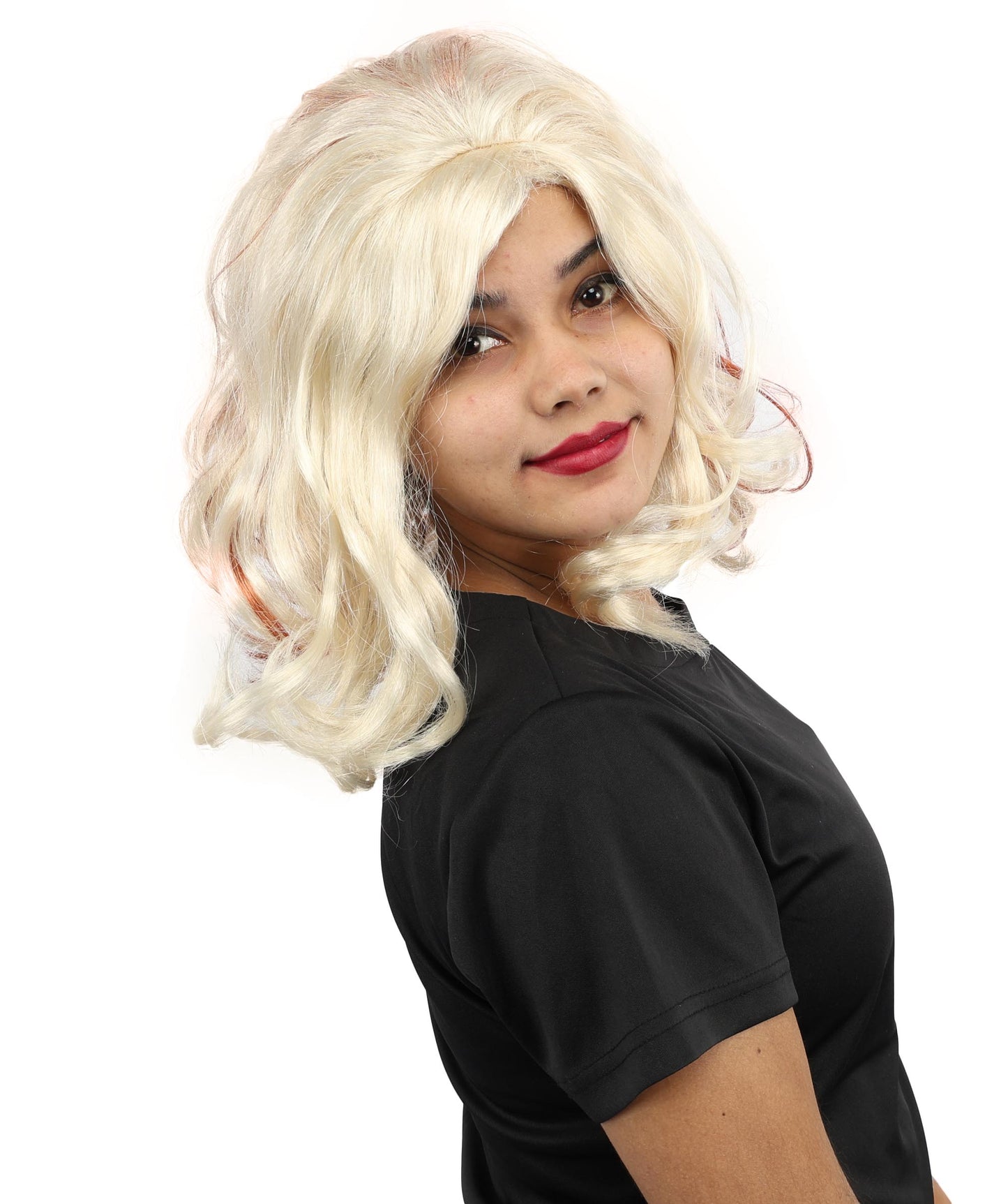 HPO Women’s Long-Length Multicolor Carnival Wig | Curly Hair Fancy Dress for Halloween, Festivals & Roleplay Events | Capless Cap Design