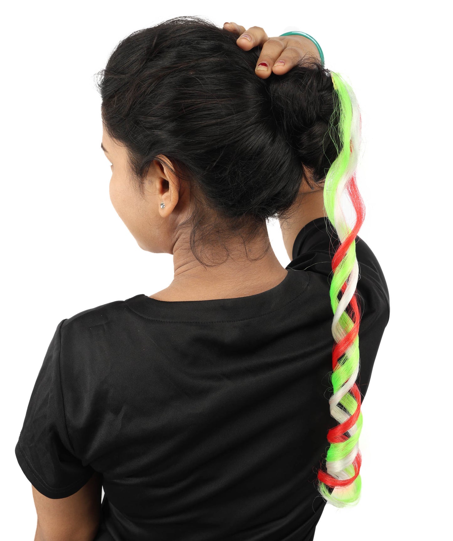 HPO Women's National Flag Hair Streak | Crafted from Flame-retardant Synthetic Febric with a textured spiral construction | Ideal for theater, drag, and costume events