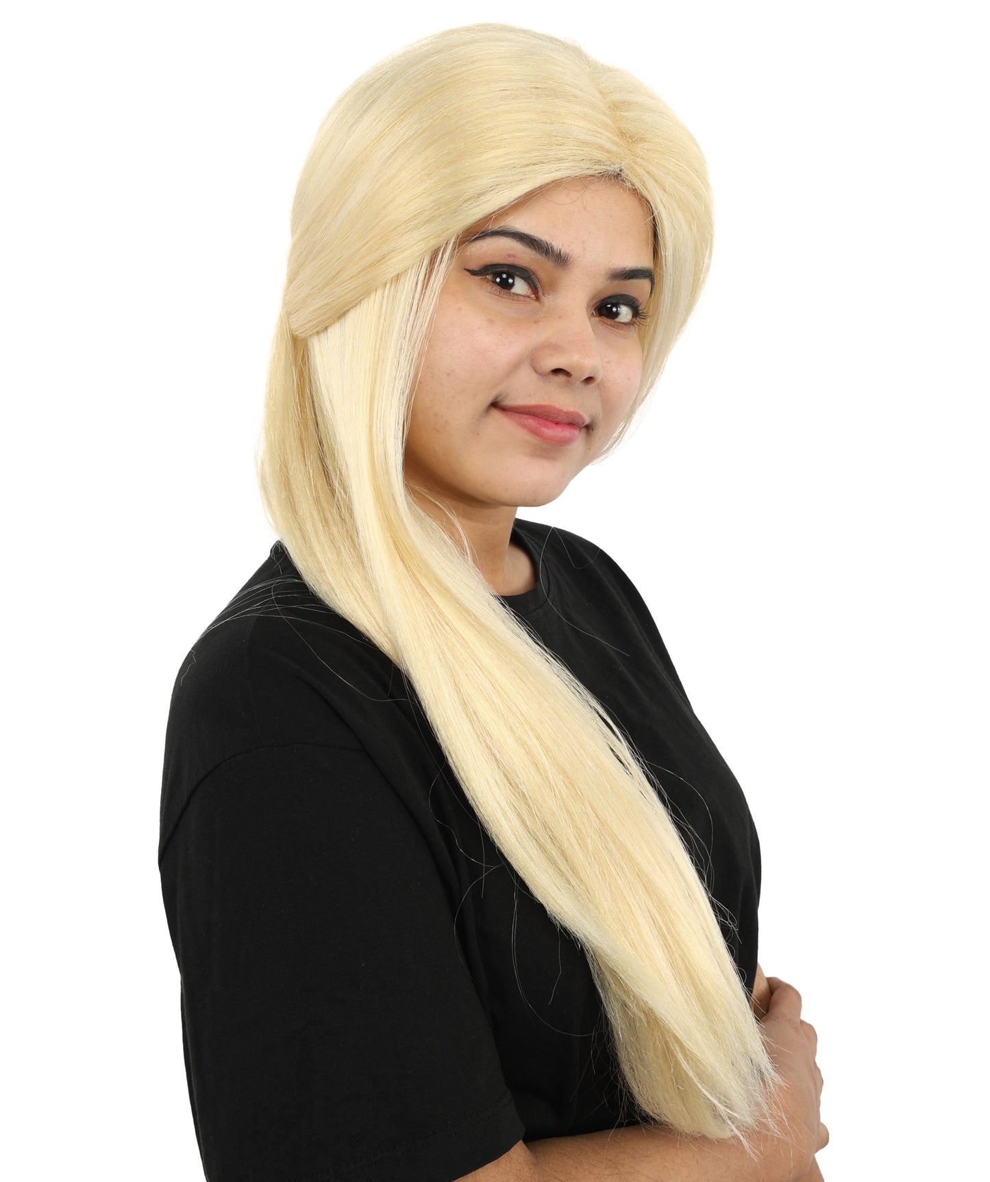 HPO Women's Deep Copper Plait Blonde Wig | 29-Inch Matte Synthetic Fiber, Heavy Single Braid Style, Center Part | Halloween, Carnival, Theater, Fantasy Events