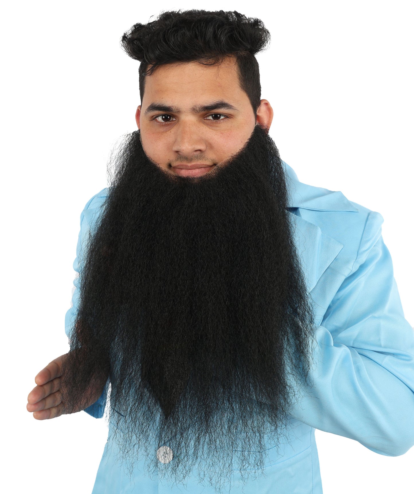 HPO Adult Men's Human Hair Beard Natural Black Facial Hair I Perfect for Halloween and Cosplay