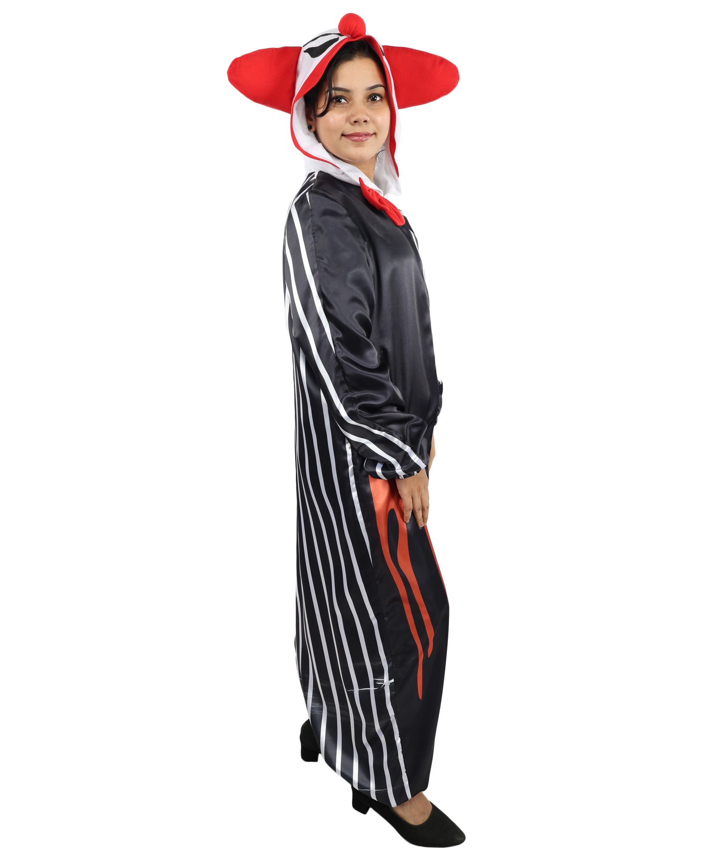 HPO Women's Classic Clown Style Costume – Multicolor & Striped Full Body Jumpsuit | Halloween Theme, Party Outfit & Cosplay Wear