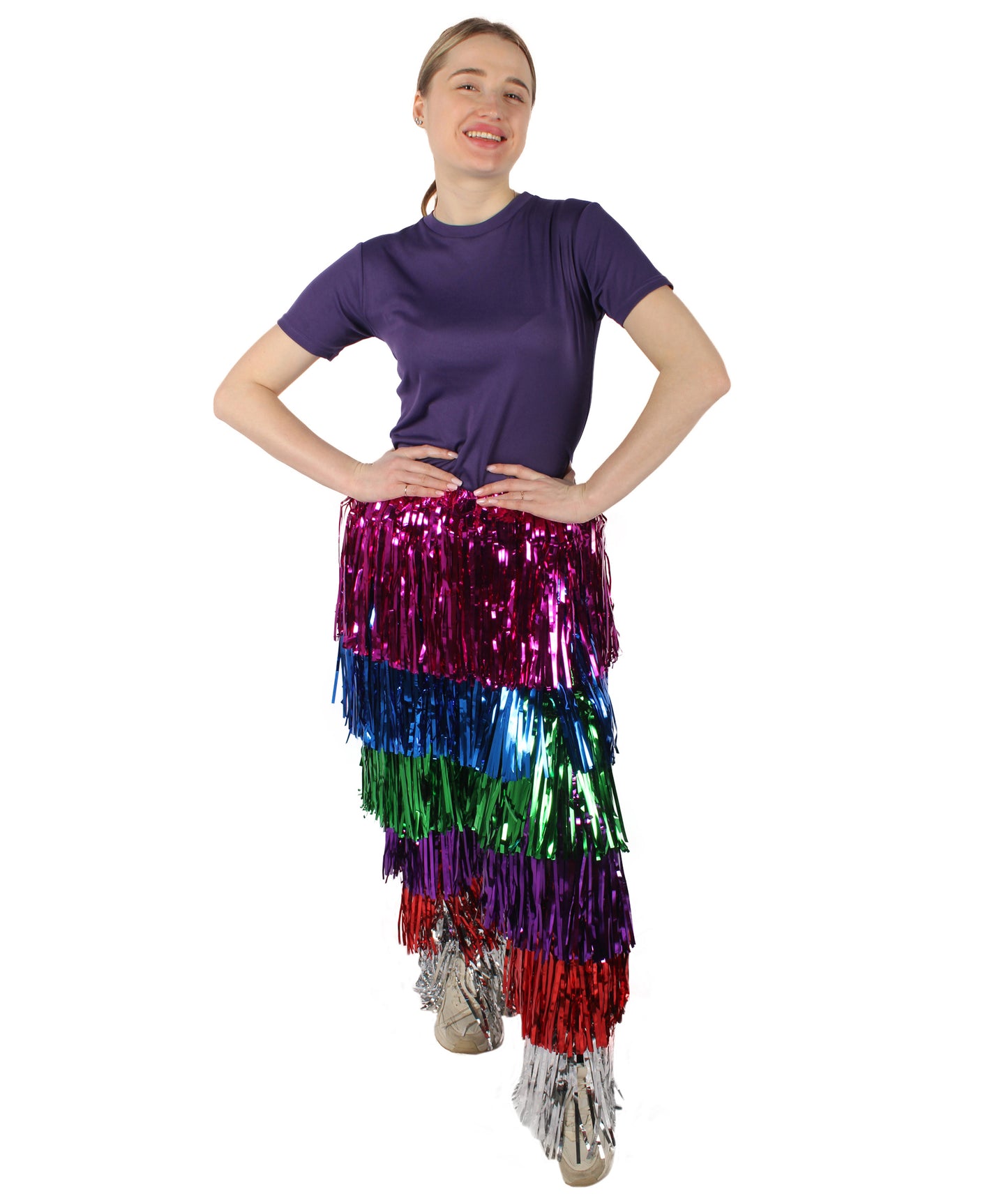 Women's Tinsel Wide Colorful Leg Pants, Perfect for Halloween, Tinsel Material