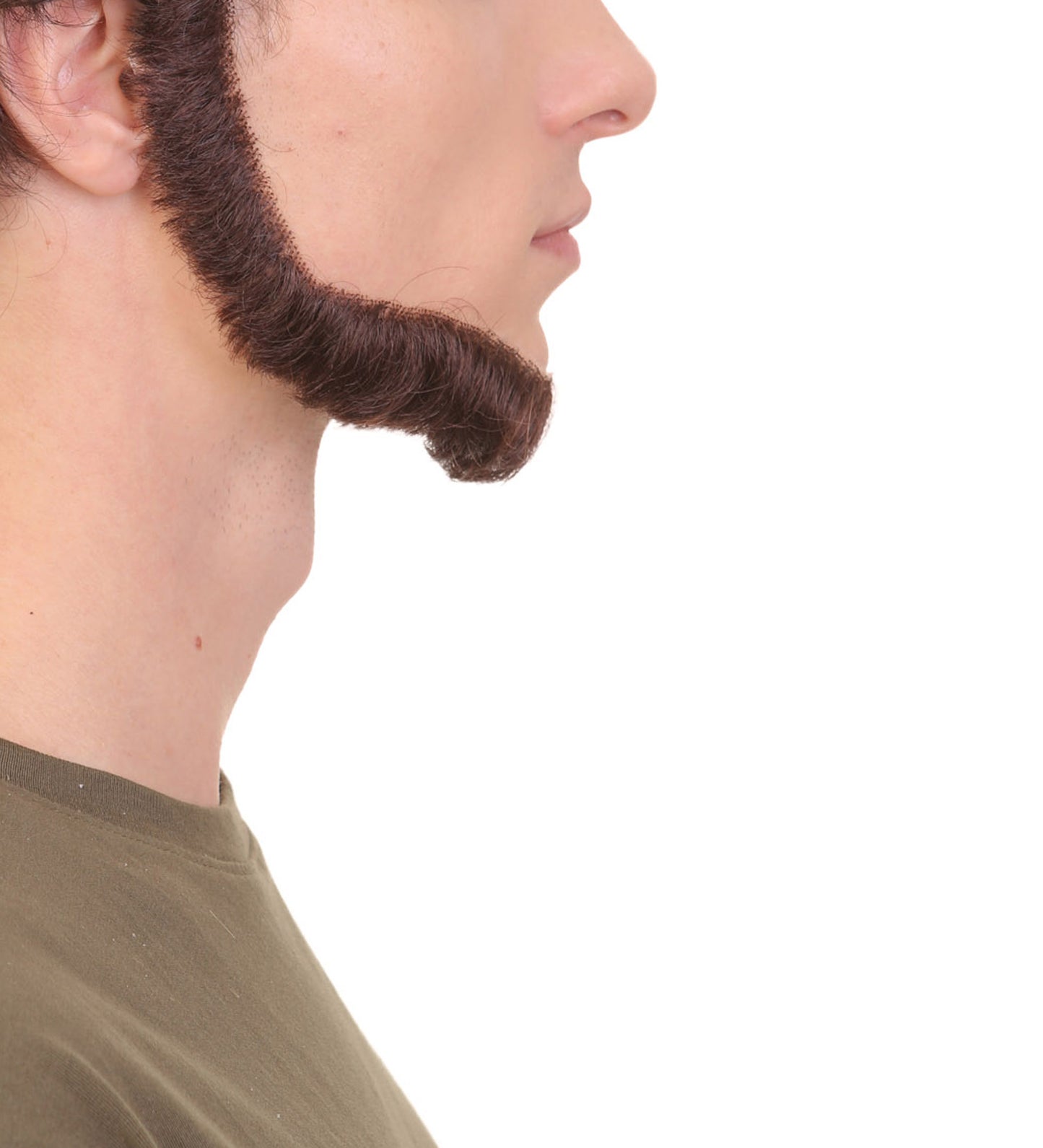 Men's Short Dark Brown Chinstrap False Beard, High Quality Synthetic Fiber