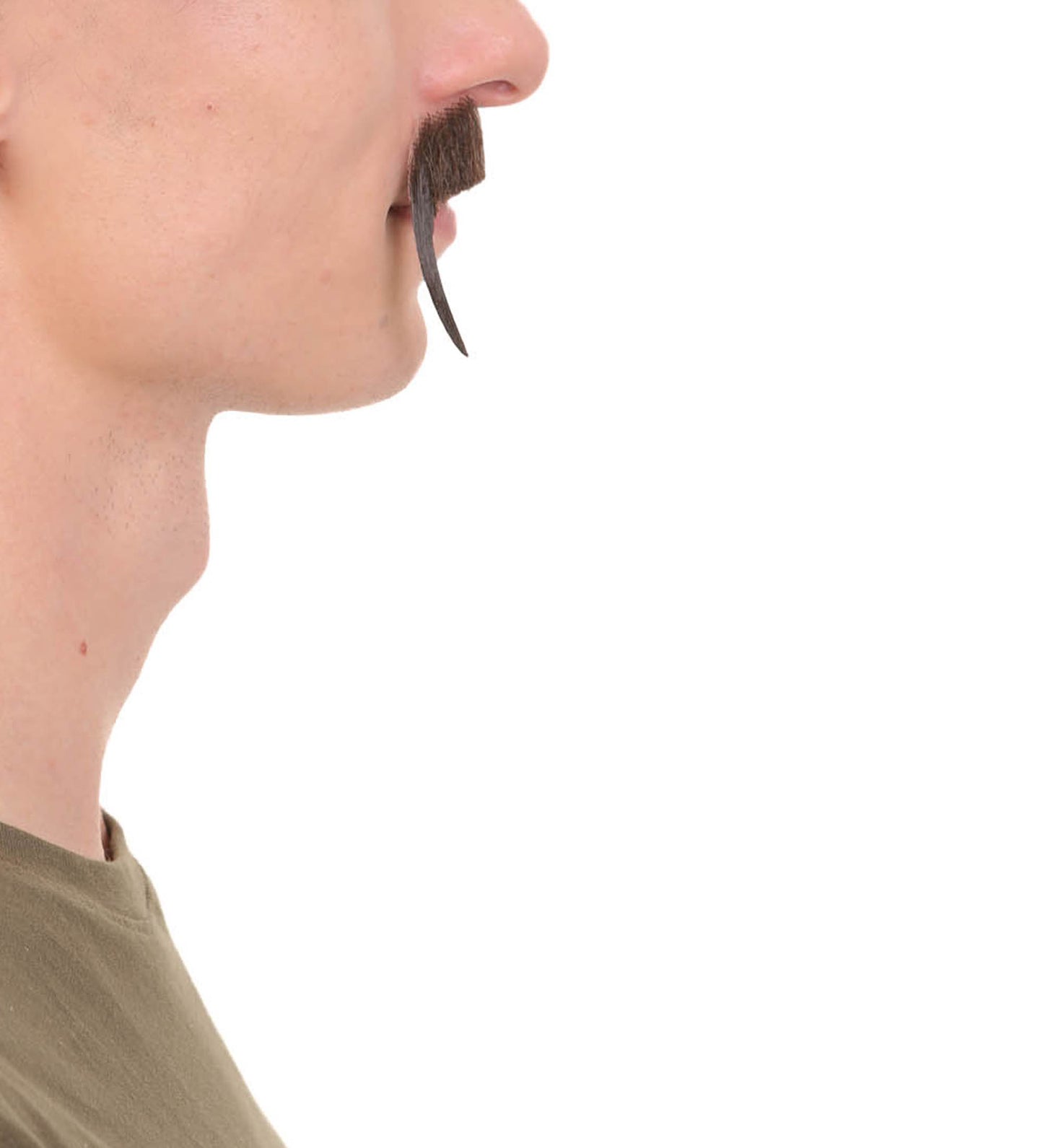 HPO Men's Fake Human Hair Grandpa's Mustache | Brown Color