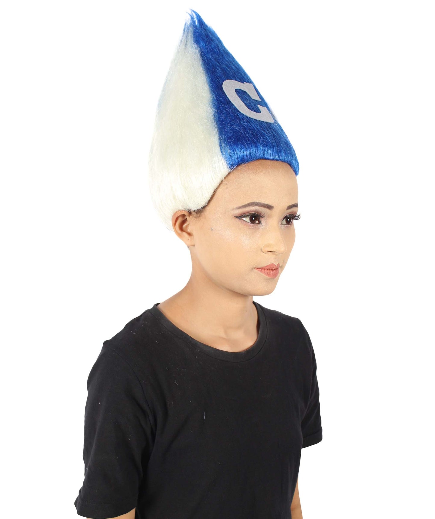 Unisex Pointy Troll White and Blue Wig | Perfect for Halloween | Flame-retardant Synthetic Fiber