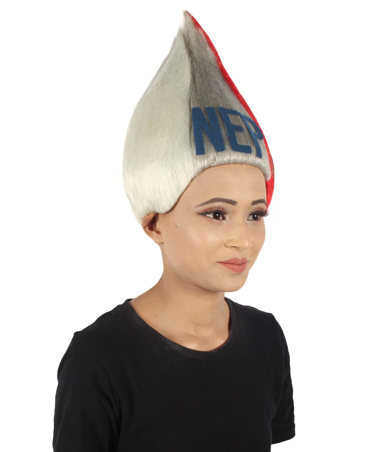 Straight White and Red Troll Wig