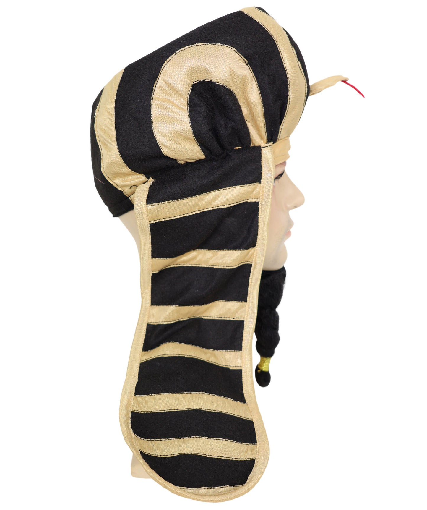 HPO Adult Men's Pharaoh Fake Beard & Head Cap – Self-Adhesive Mustaches for Halloween & Cosplay