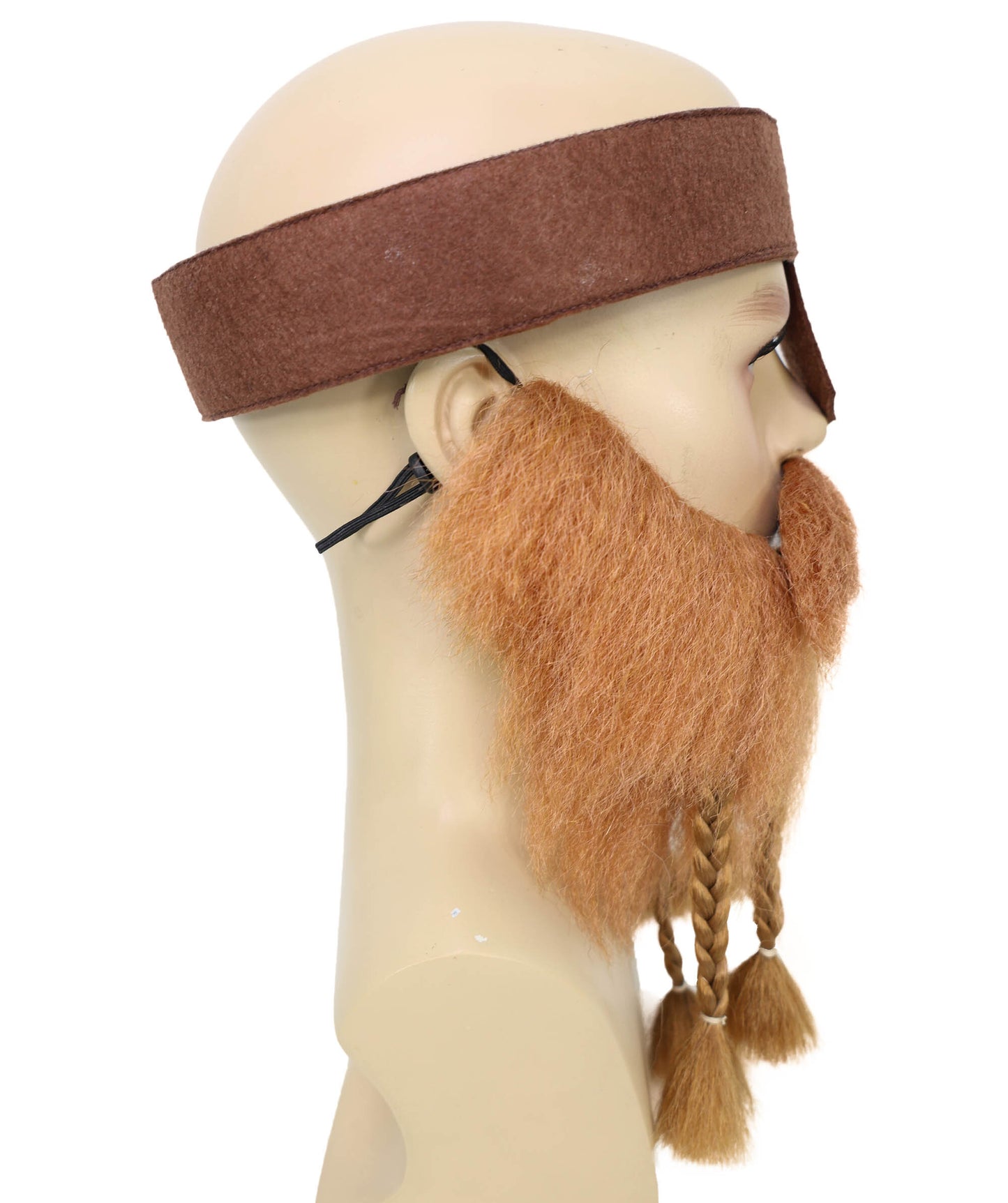 HPO Adult Men Brown Viking Beard with Head Ribbon – Medieval Cosplay & Halloween Beard