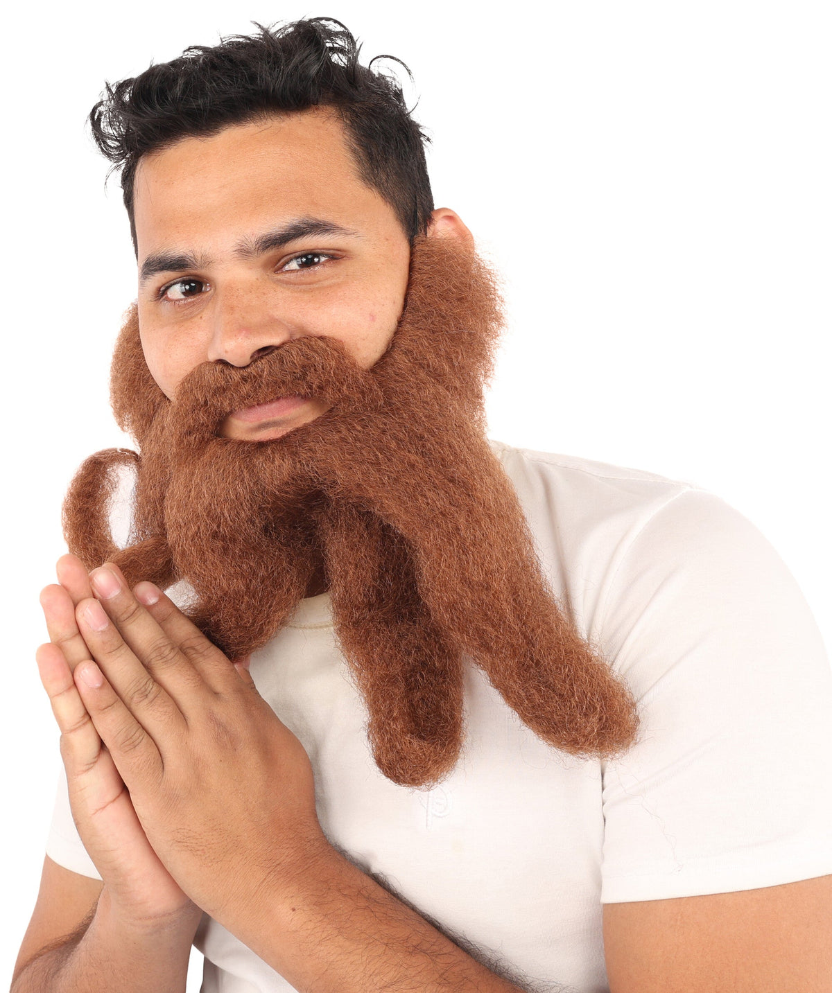Adult Men's Twin Drop Curl Mustache Beard | Long Forked Volume | Stage Shows, Costume Events, Drag, Cosplay And Halloween