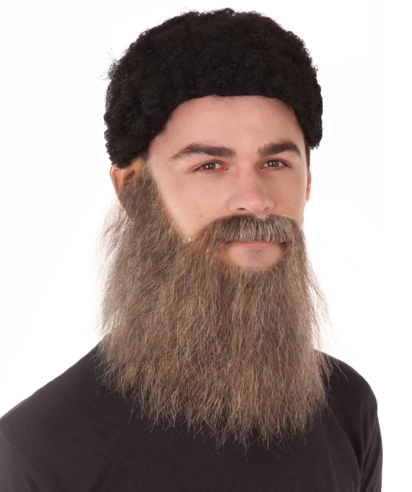 HPO Men's Black Synthetic Hair Long Beard Fancy Facial Hair | Multiple Color Options