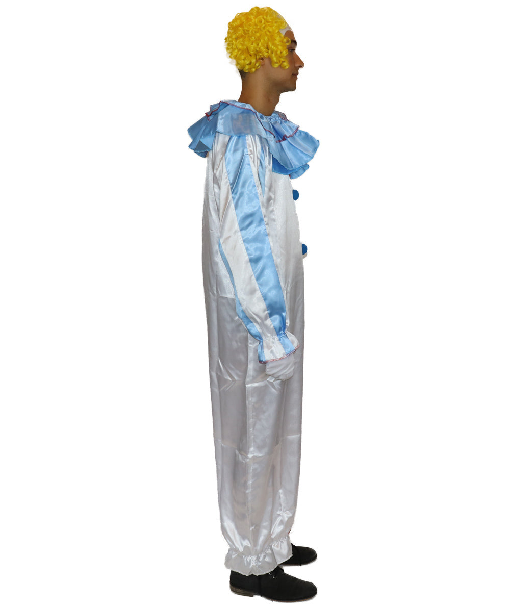 HPO Men's Blue Clown Jumpsuit Costume | Multi Color Fancy Costume