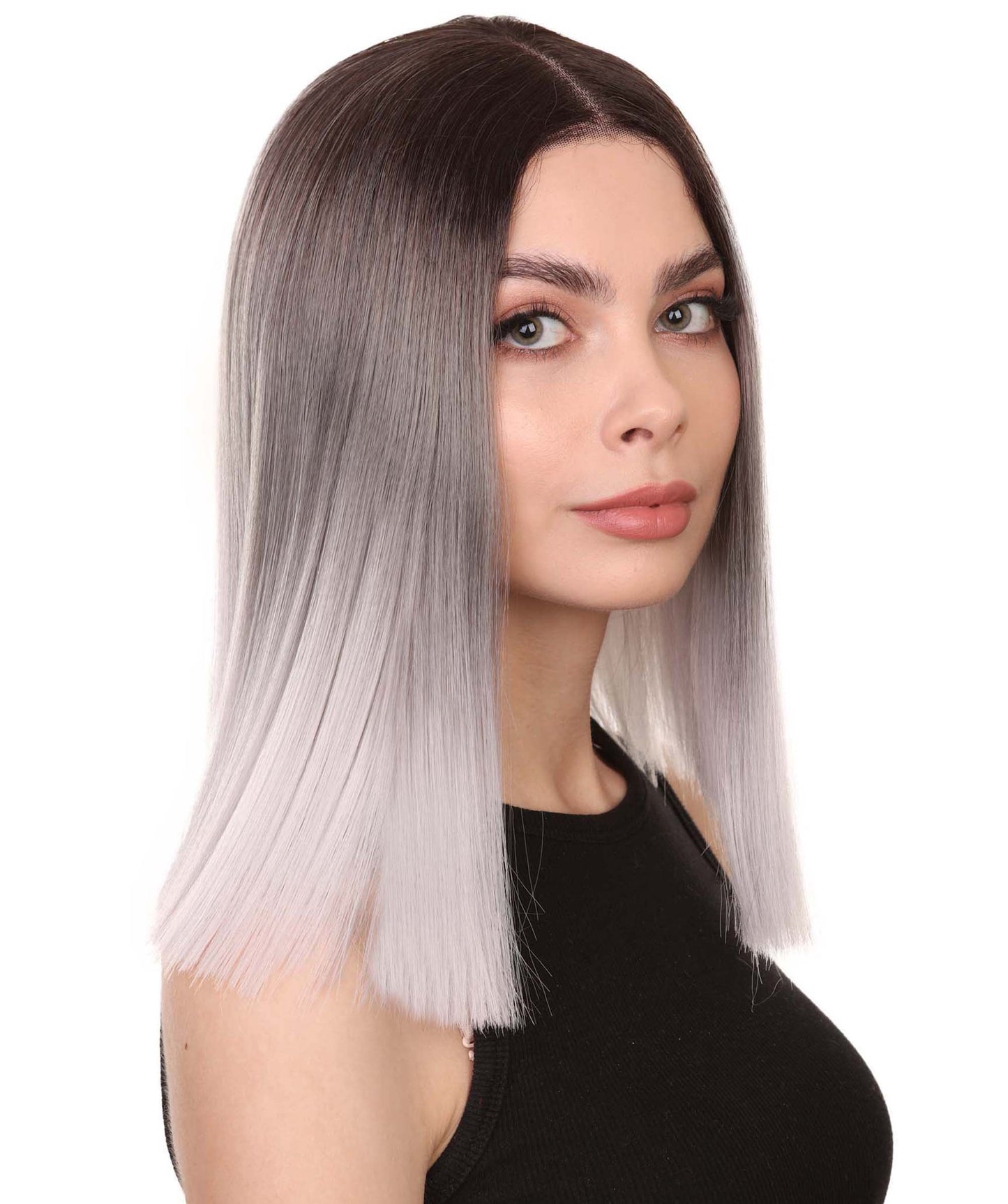 Grey Ombre Hair Line Icon Beauty Wig