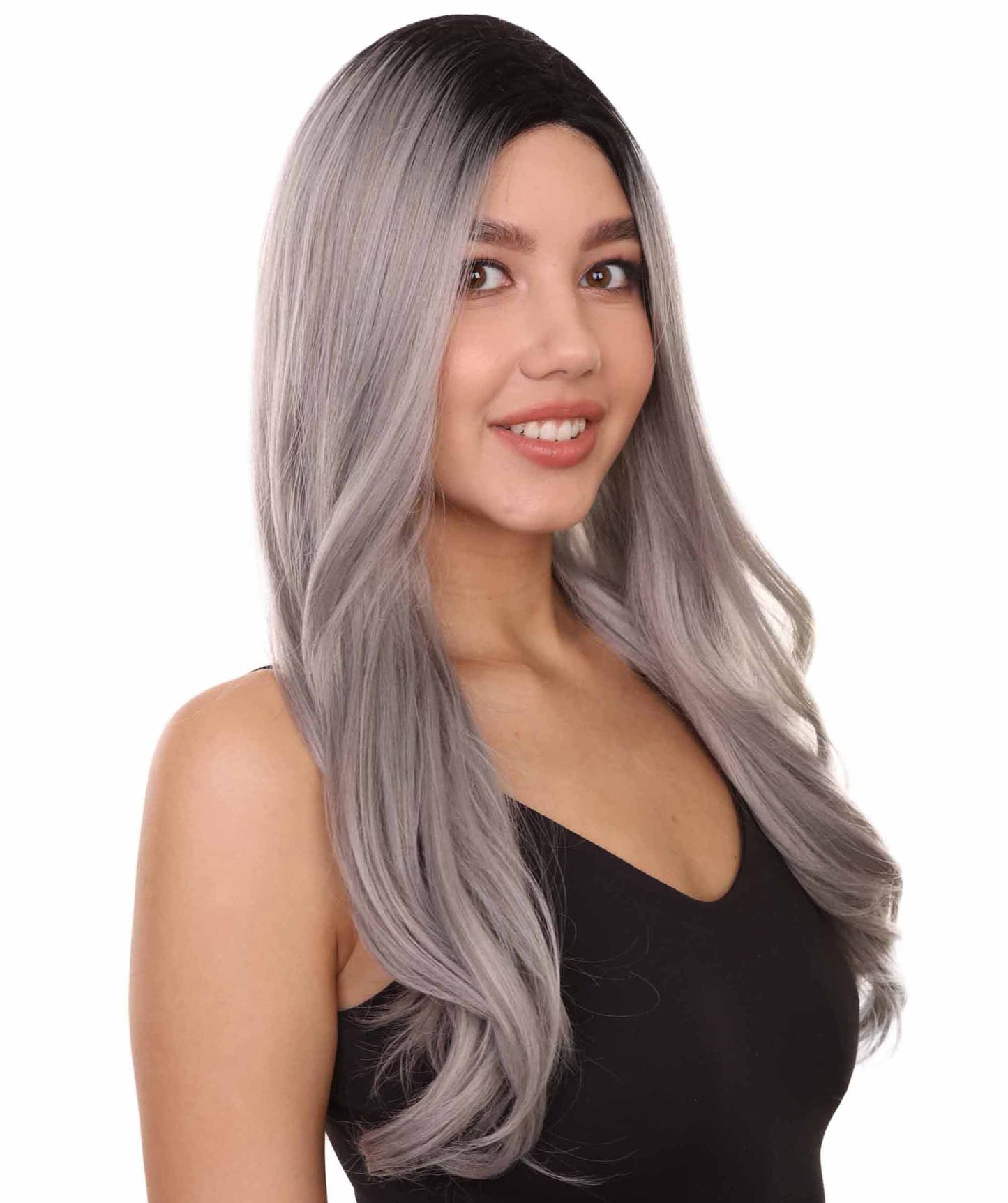 Natural Black Grey Ombre Wig