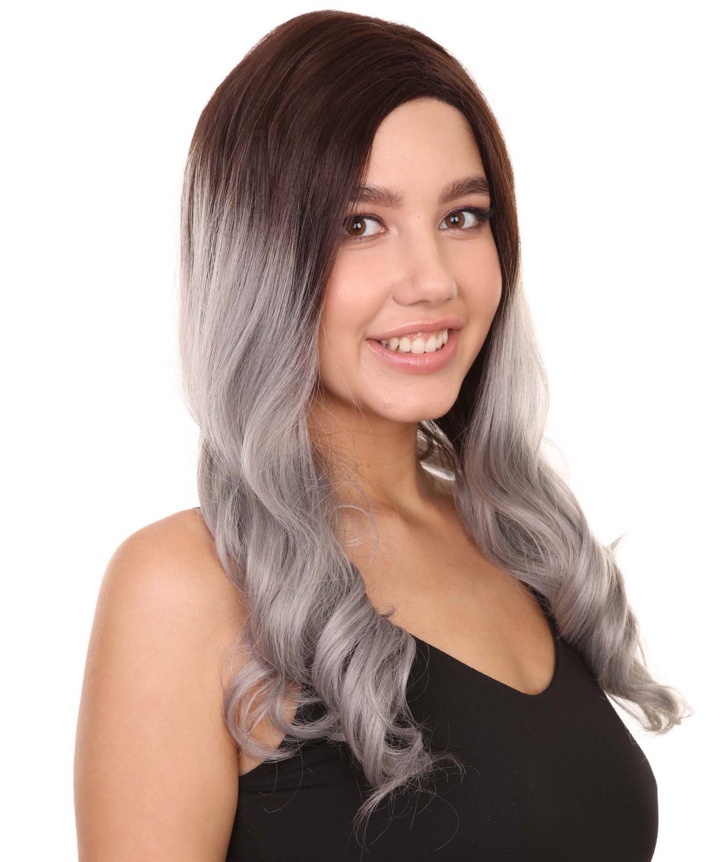 Natural Brown Grey Hairline Icon Beauty Wig