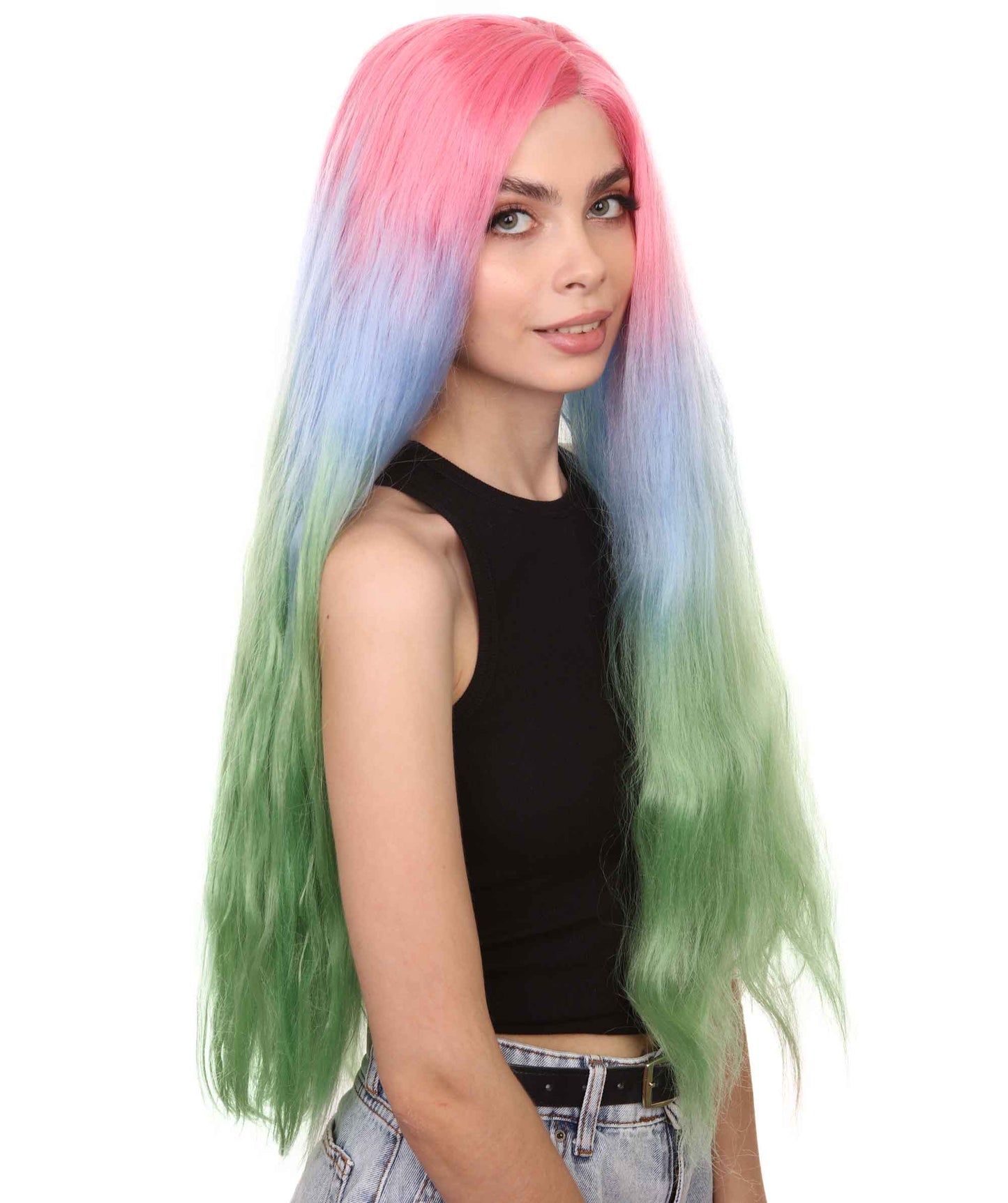 Cara Women's Long Waterfall Lace Front with Crimped Texture - Fashion Wigs | Nunique