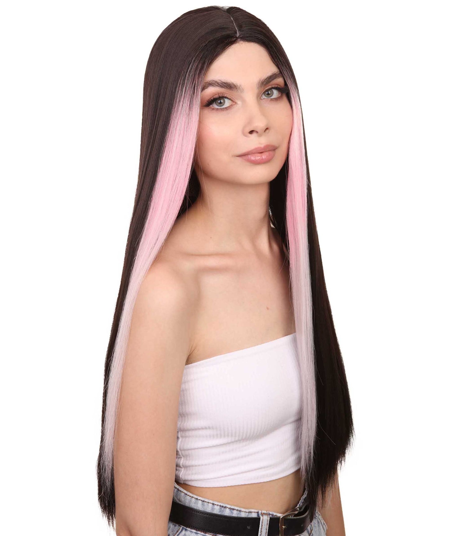 Natural Black Pink Highlight Icon Beauty Wig