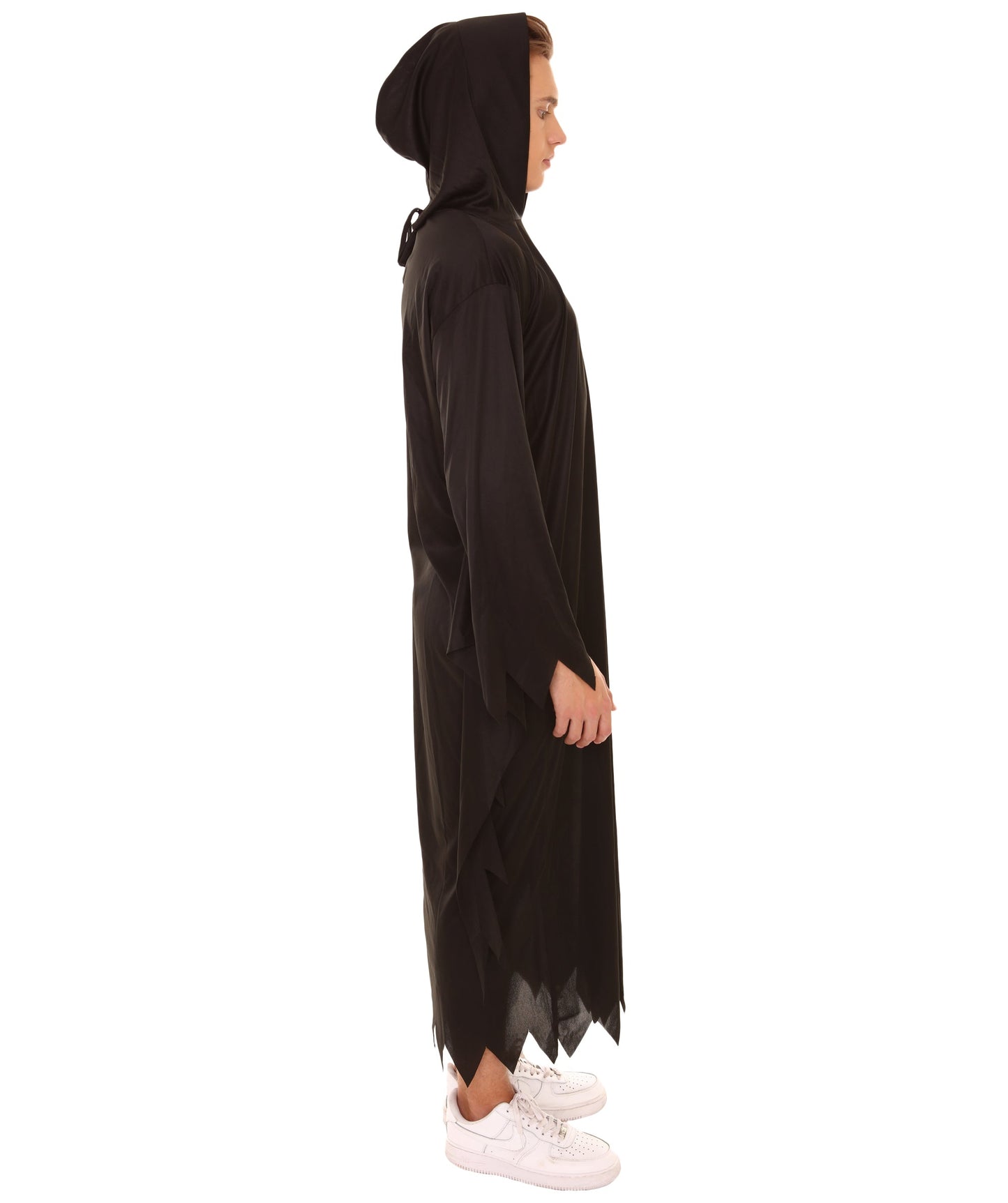 HPO Men's Horror Slasher Killer Hooded Robe 2 Pc Costume , Black Halloween Costume