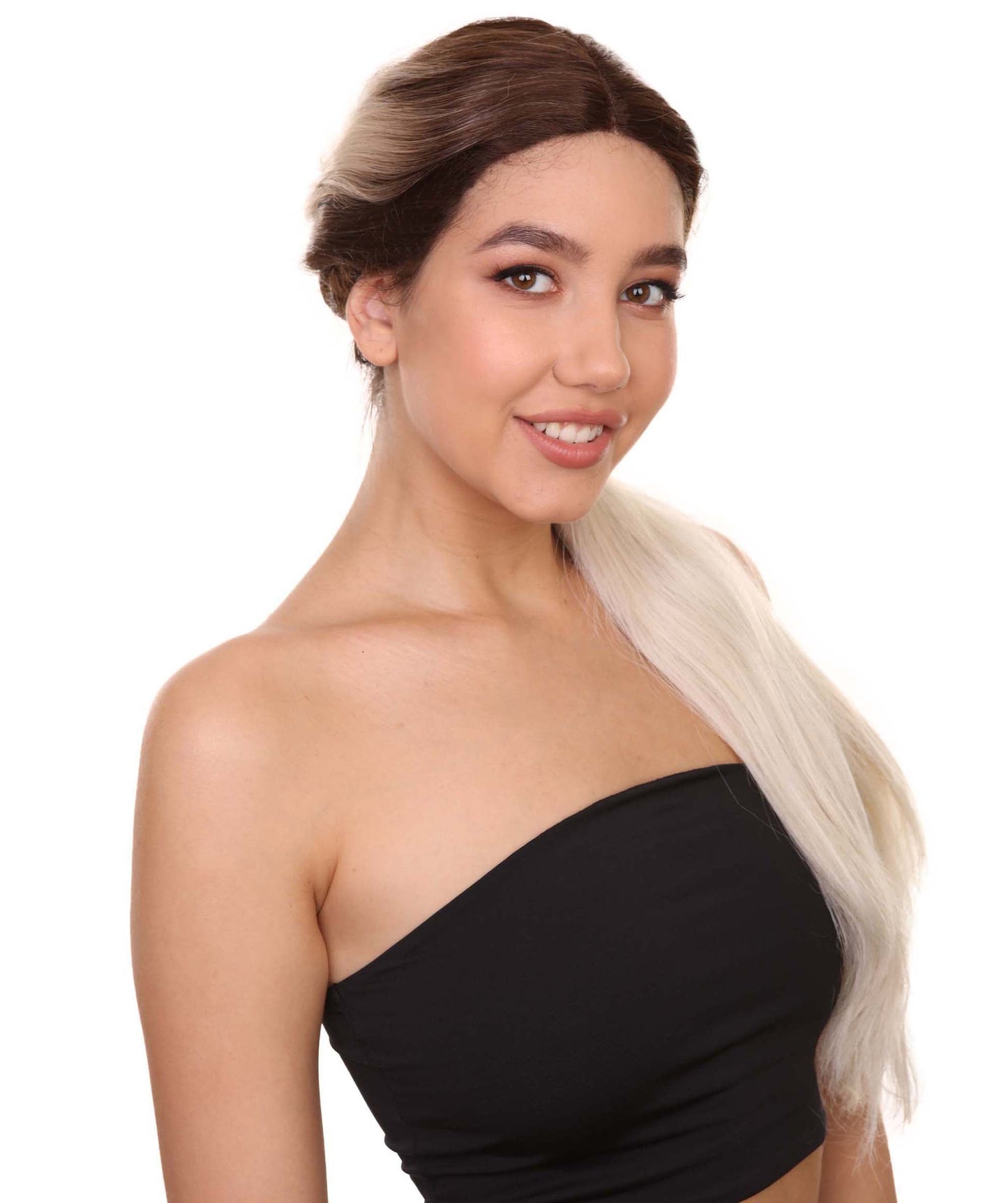 Jasmine Women's Long Length Lace Front Straight With Dark Roots - Fashion Wigs | Nunique