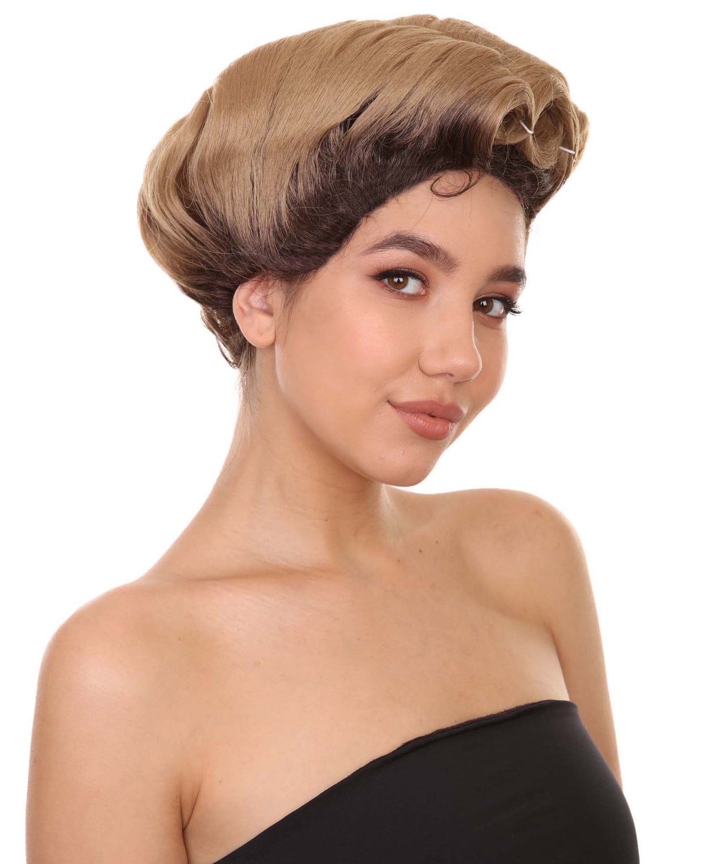 Women's 13" Inch Medium Length Curled 360 Lace Front Natural Brown Bouffant Drag Beauty Wig