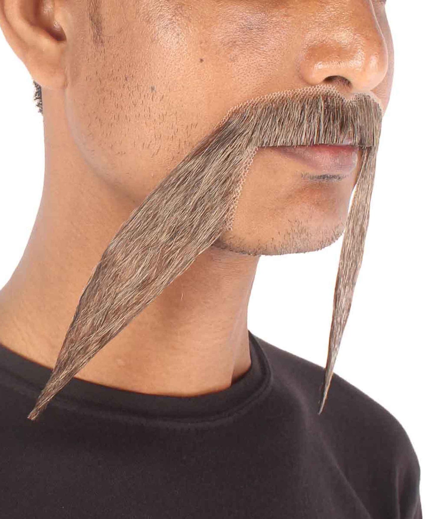 HPO Men's Synthetic Hair Long String Black Mustache Fancy Facial Hair Multiple Color Options