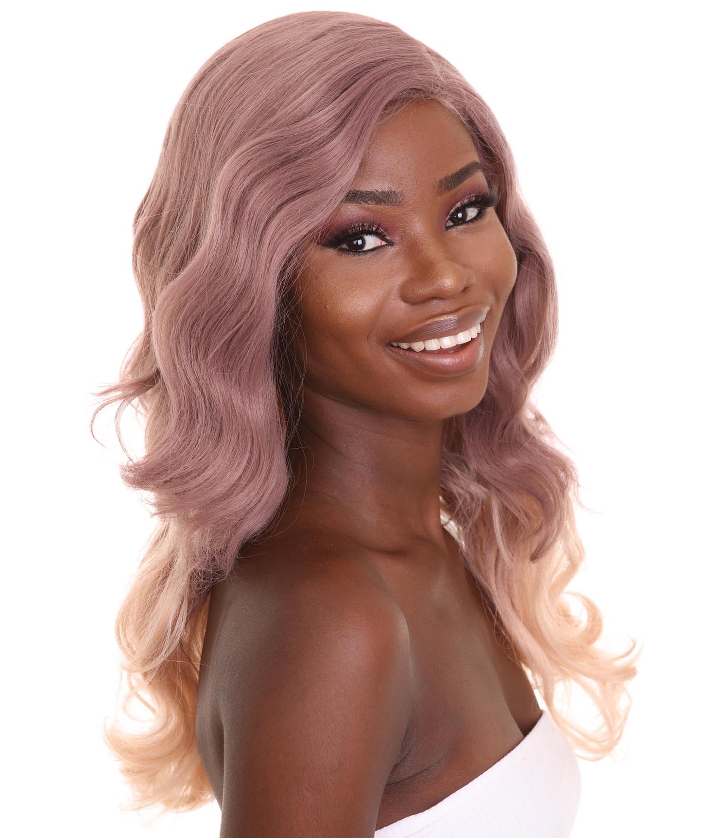 Women's 21" In. High End Make Up Artist Inspired Wig - Long Length Walnut Brown Ombre Hair - Lace Front Heat Resistant Fibers | Nunique