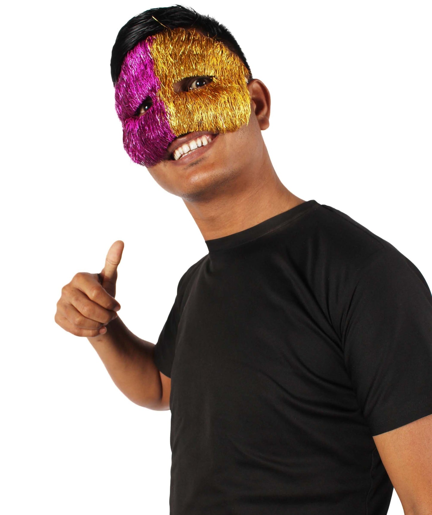 Purple & Gold Tinsel Unisex Cosplay Ball Party Carnival Eye Mask