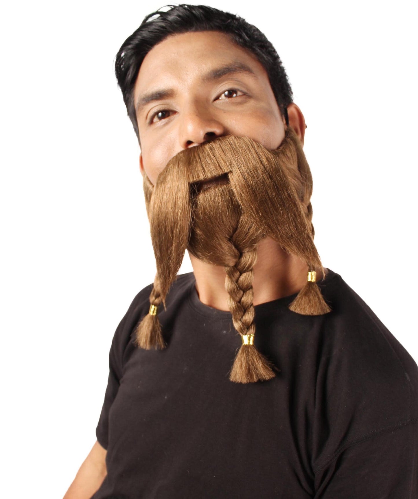 Men's Auburn Brown Braided Vikings Beard and Mustache