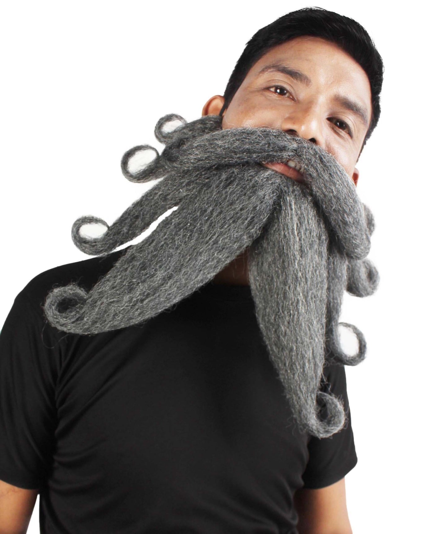 Men's Giant Ash Grey Pirates Davy Jones Mustache and Beard