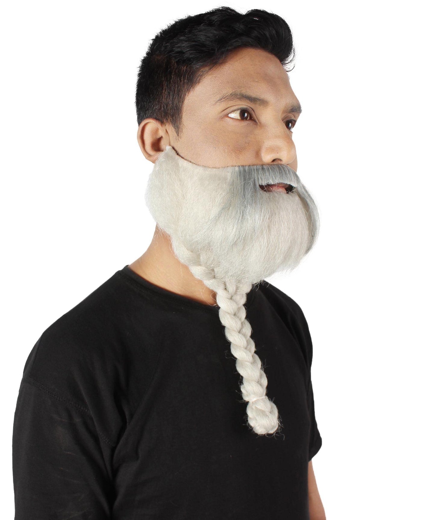Men's Silver Braided Vikings Beard and Mustache