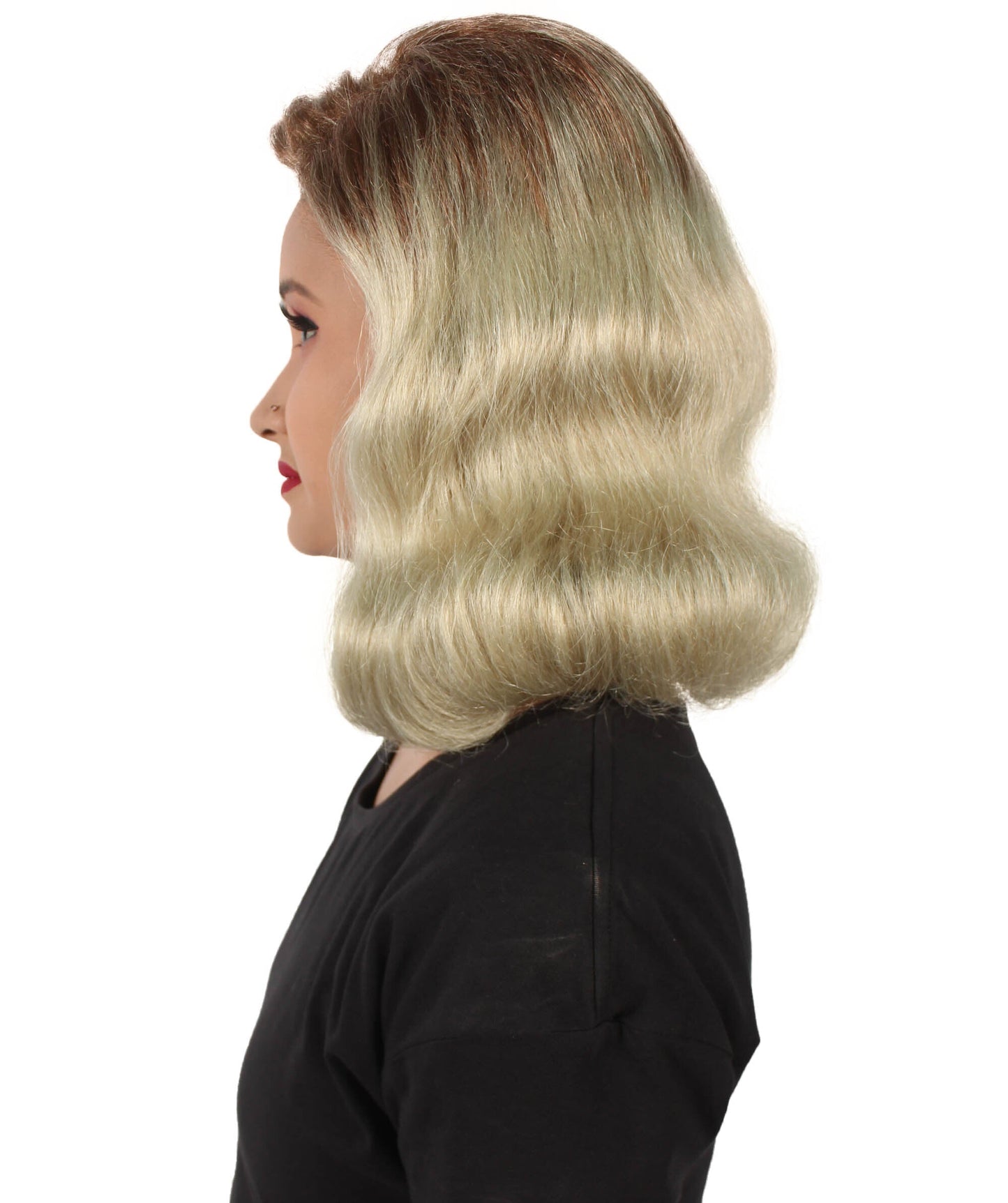 Women’s Australian Actress Classic Movie Remake Side-parted Retro Blonde Wig I Flame-retardant 100% Synthetic Fiber Fancy Wig