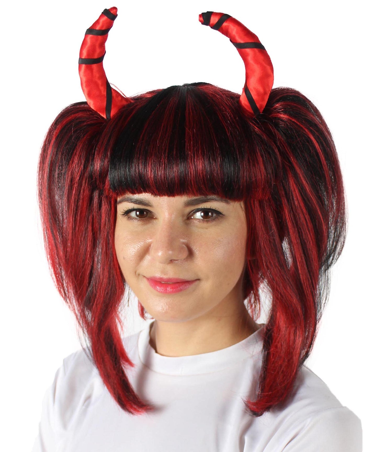 Red and Black Hair with Devil Horns