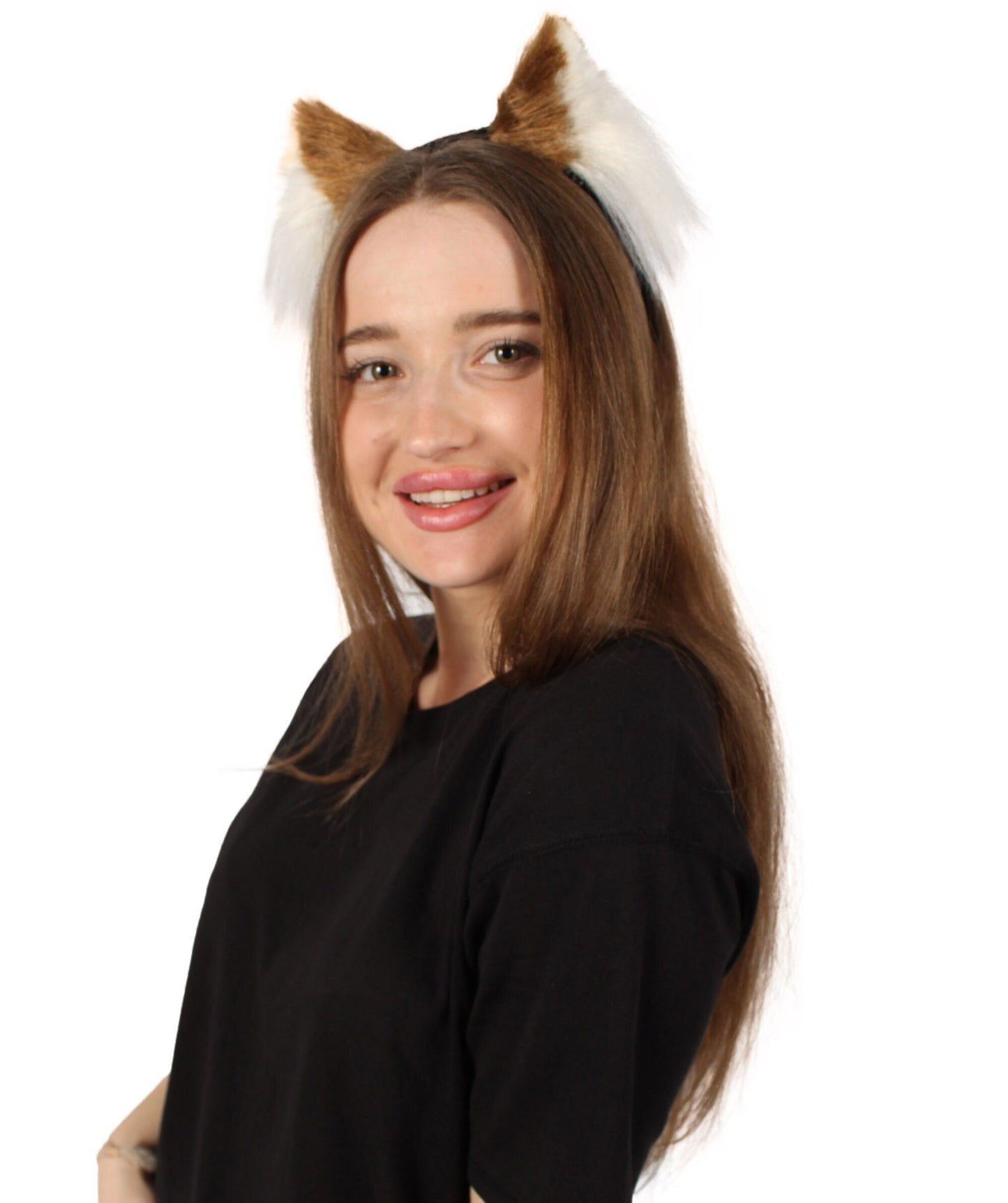 Unisex Light Brown White Cat-ears Perfect Fancy Accessory | Non-flammable Synthetic Fiber