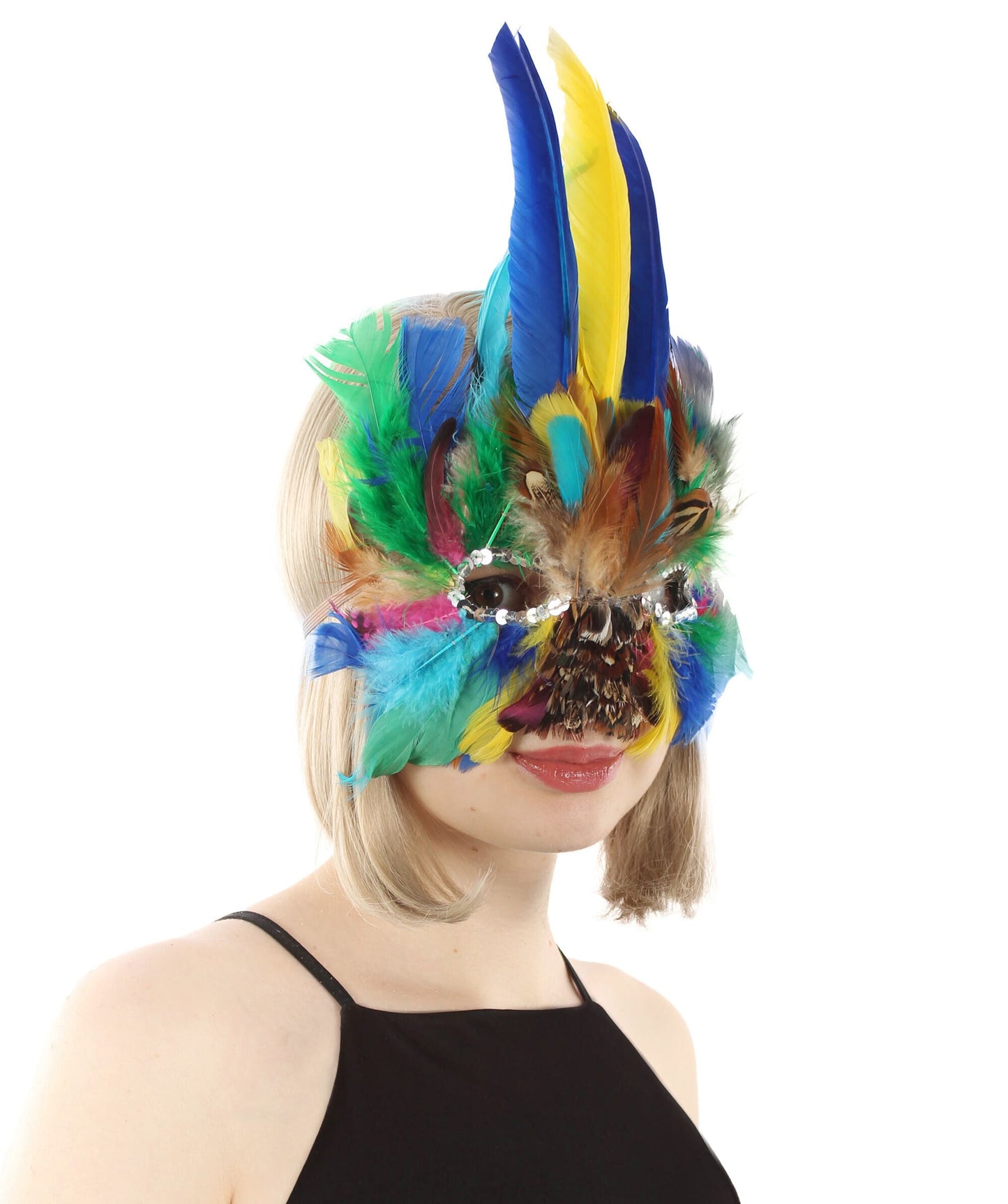 Unisex Multi-color Feather Masquerade Mask