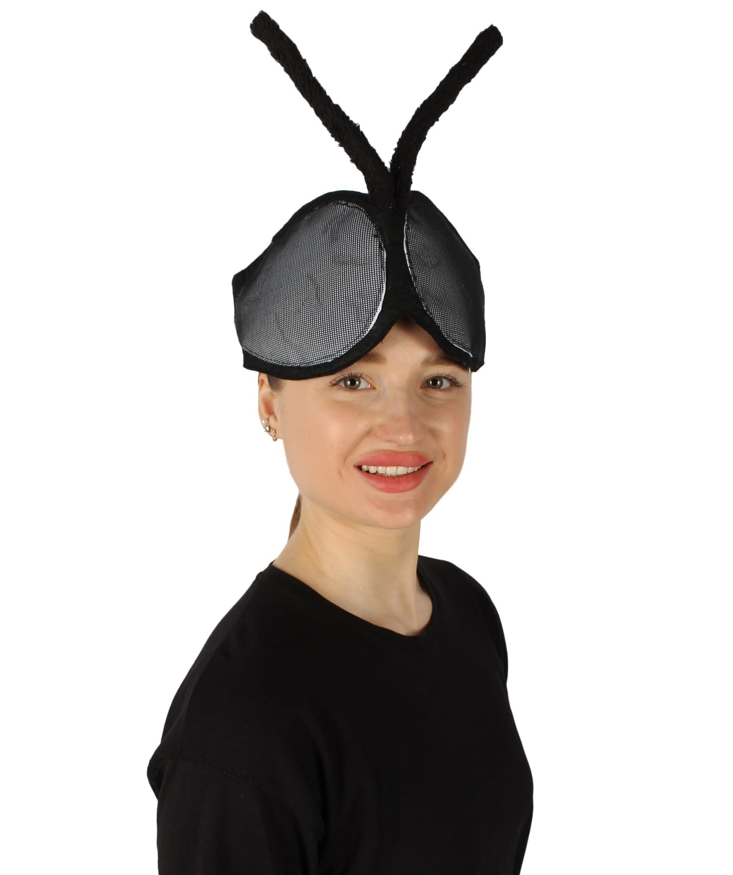 Unisex Bee Eyes Plush Headband with Bendable Faux Fur Antennae