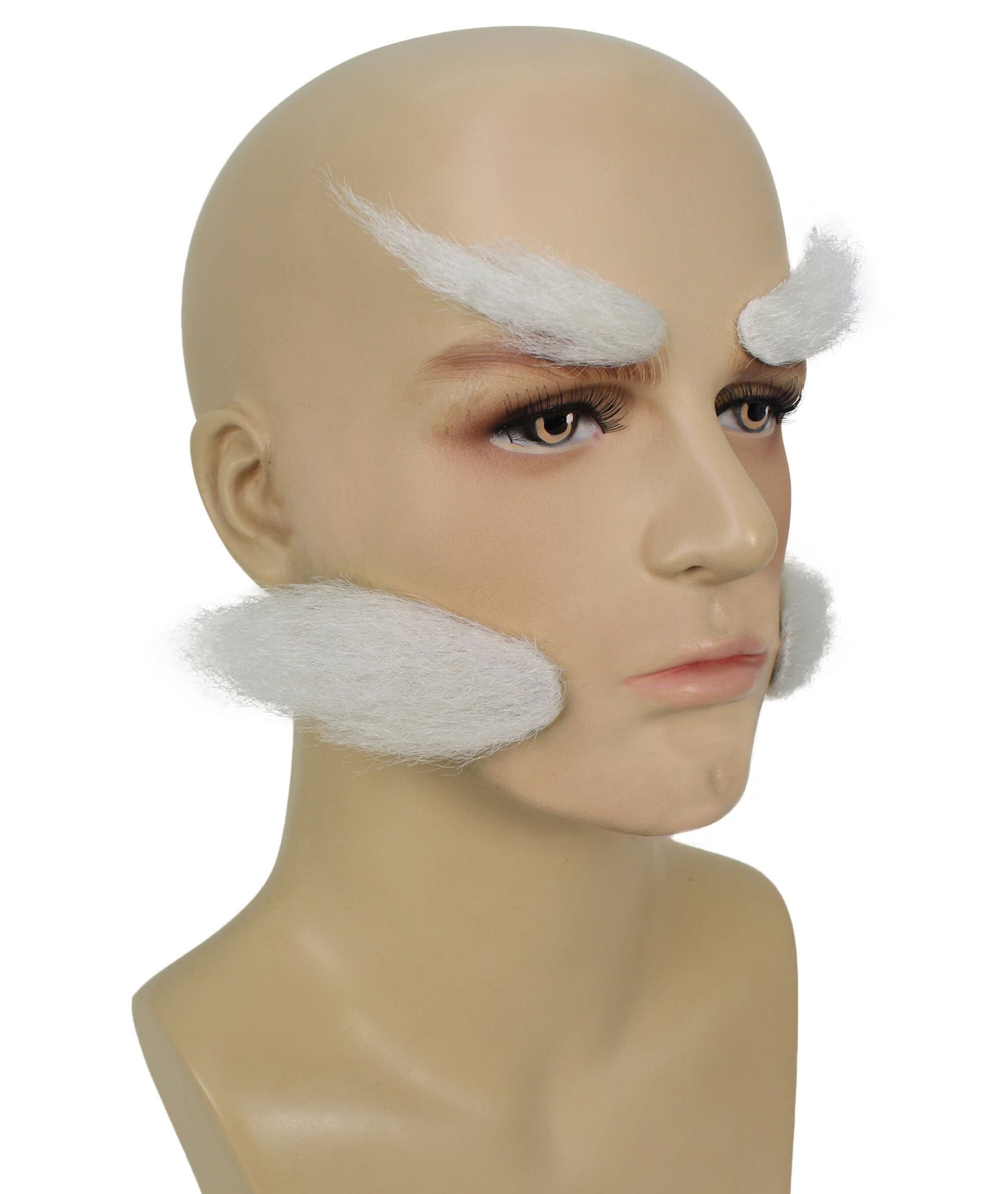 Men's White Tv/ Movie Sideburn and Eyebrows | Best for Halloween | Flame-retardant Synthetic Material