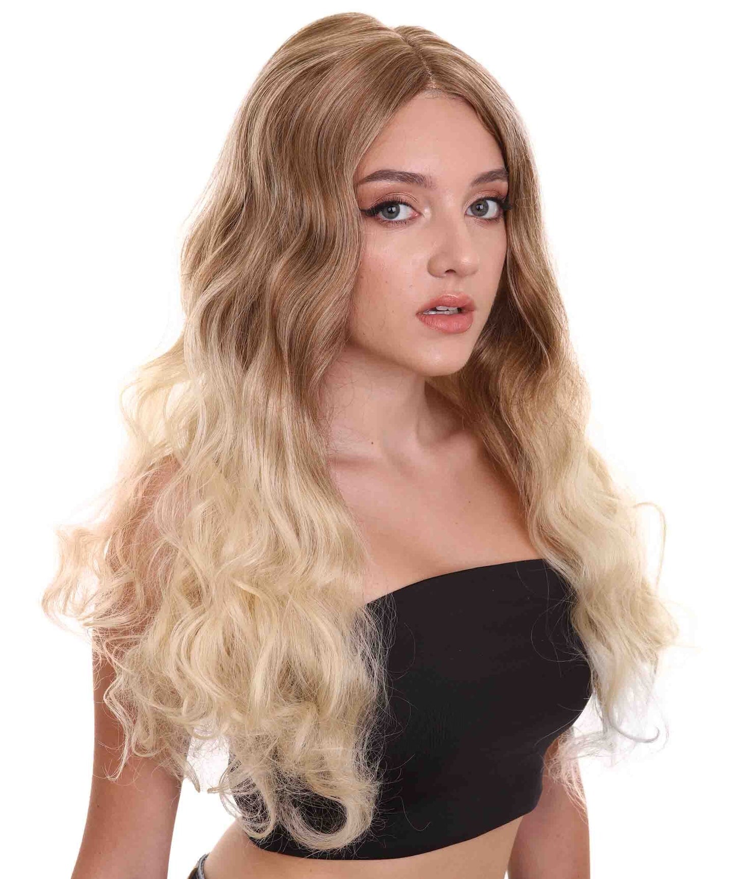 Women's 23" In. Social Media Influencer Inspired Wig - Long Length Blonde Ombre Hair - Lace Front Heat Resistant Fibers | Nunique