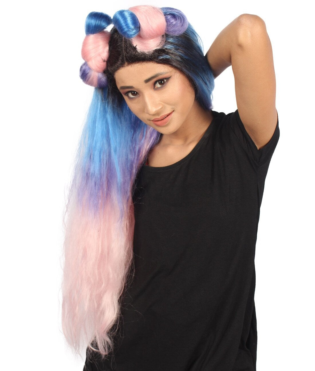 Bailey Women's Long Length Straight Lace Front Horny Buns With Dark Roots - Fashion Wigs