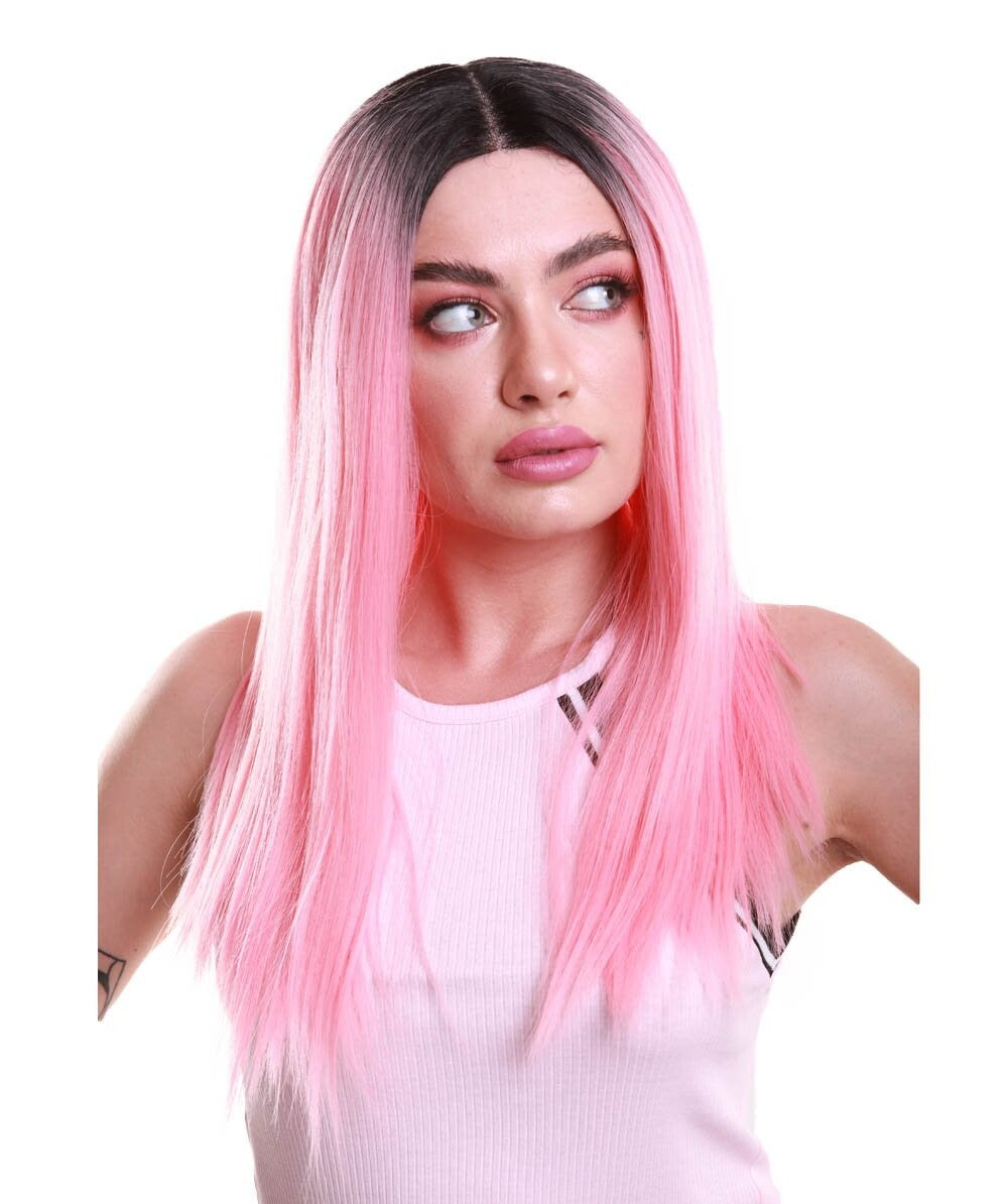 Lace Front Center Part Wig with Dark Roots