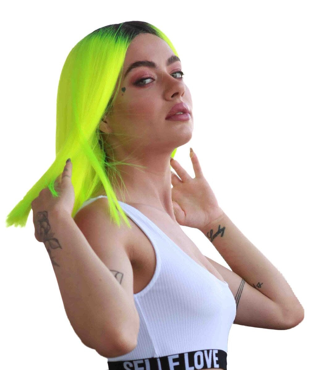 Kylie Women's Mid Length Lace Front Straight Hair With Dark Roots - Fashion Wigs | Nunique